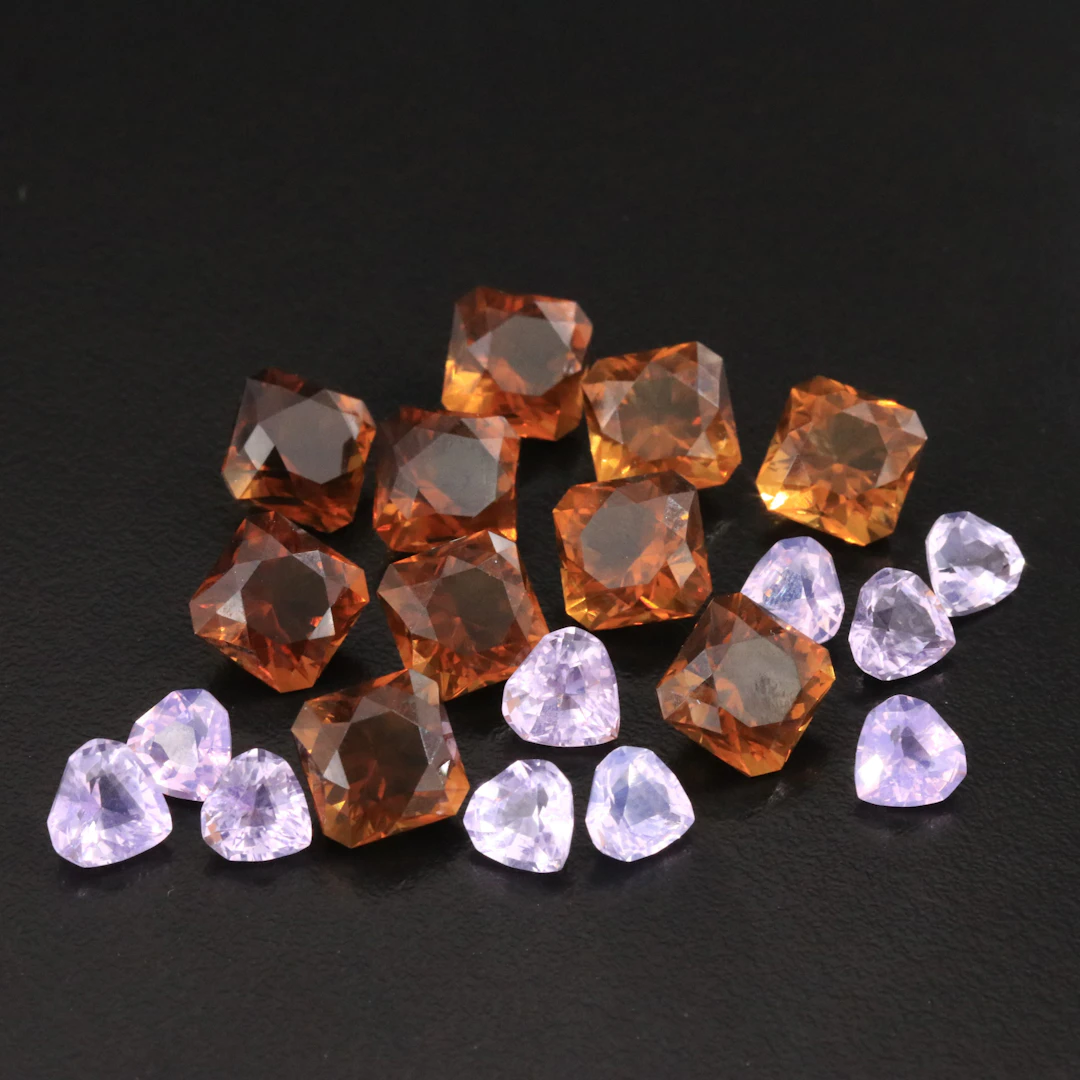 Loose 61.94 CTW Amethyst and Lab Grown Smoky Quartz Lot