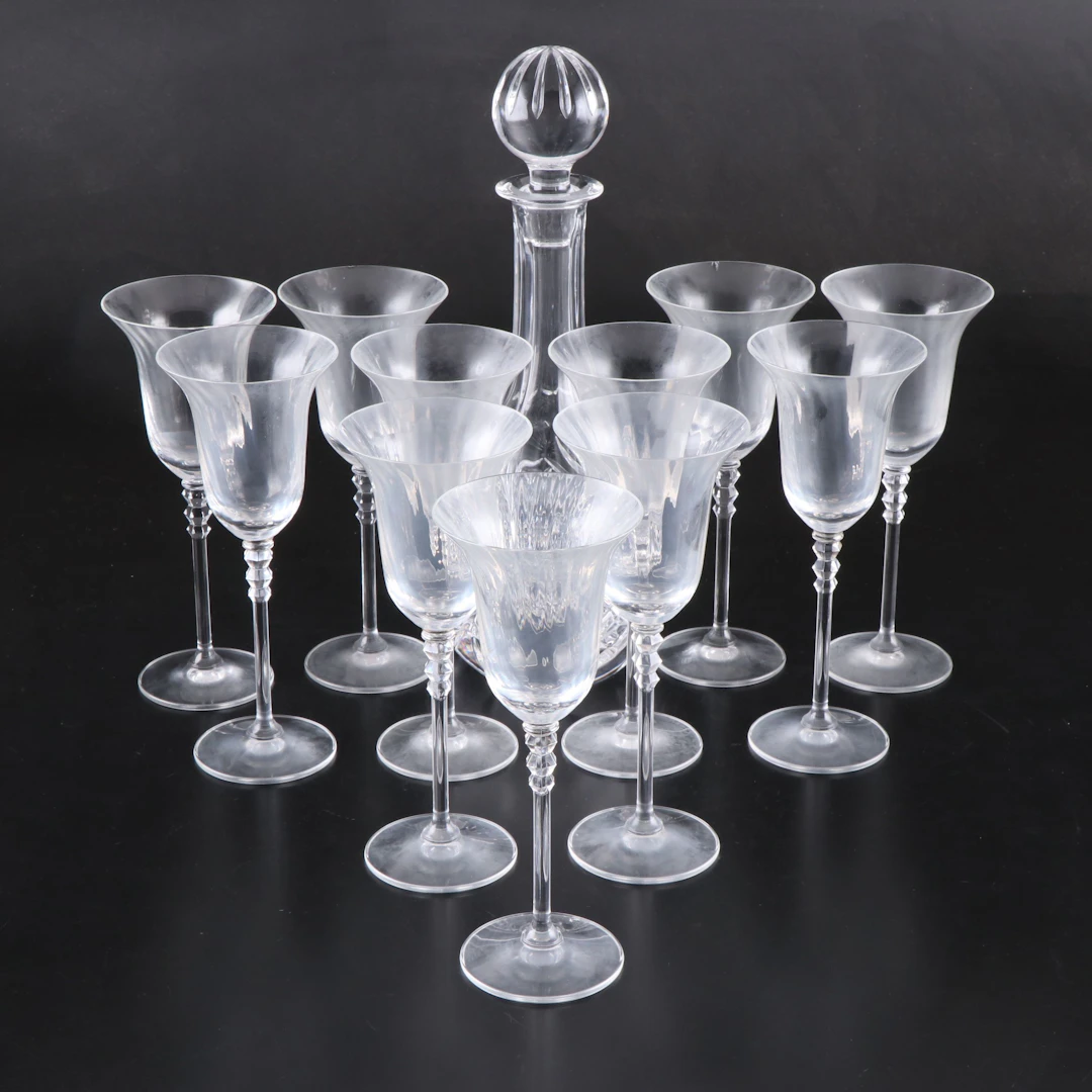 Mikasa "Flair Clear" Wine Glasses with Cut Crustal Decanter