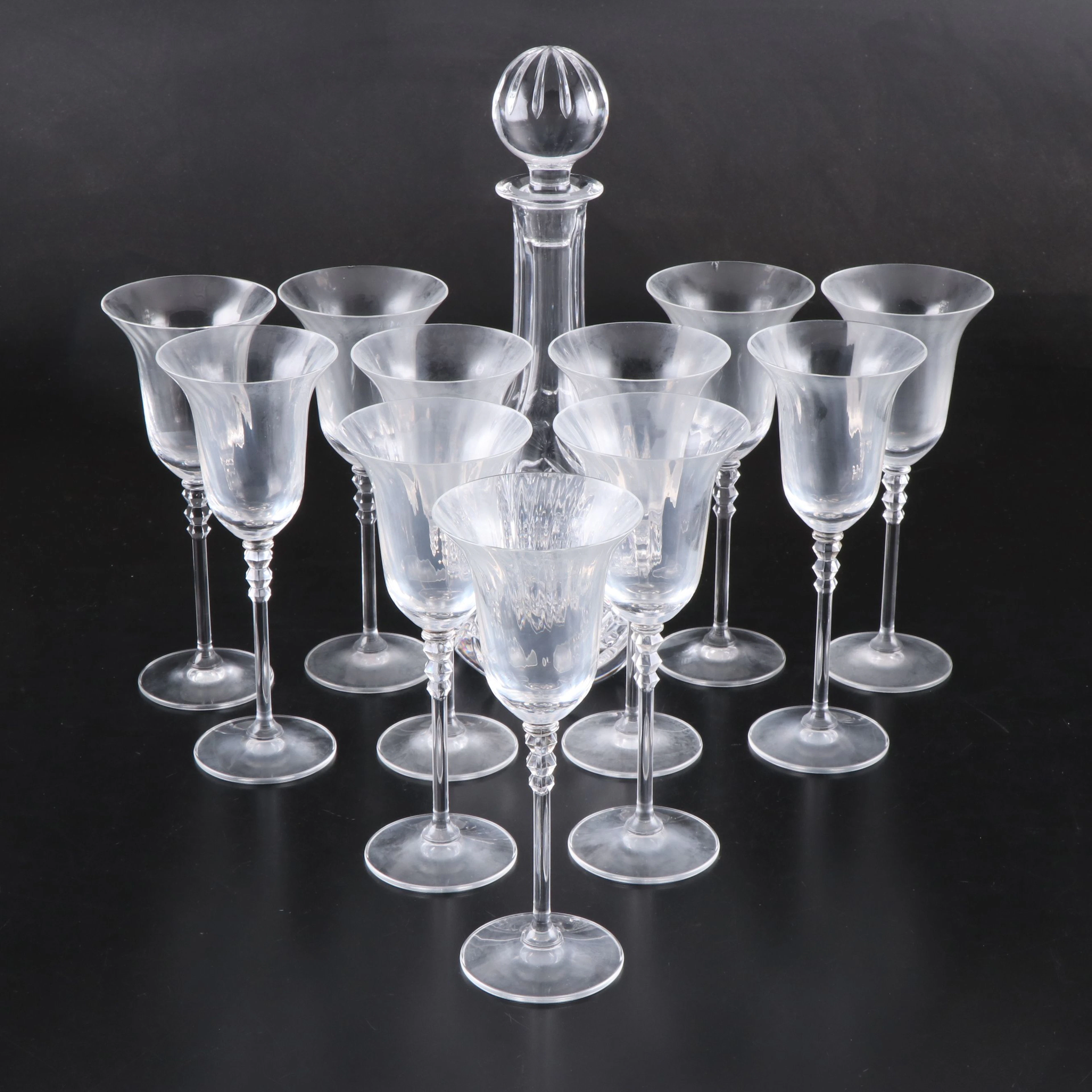 Mikasa "Flair Clear" Wine Glasses with Cut Crustal Decanter