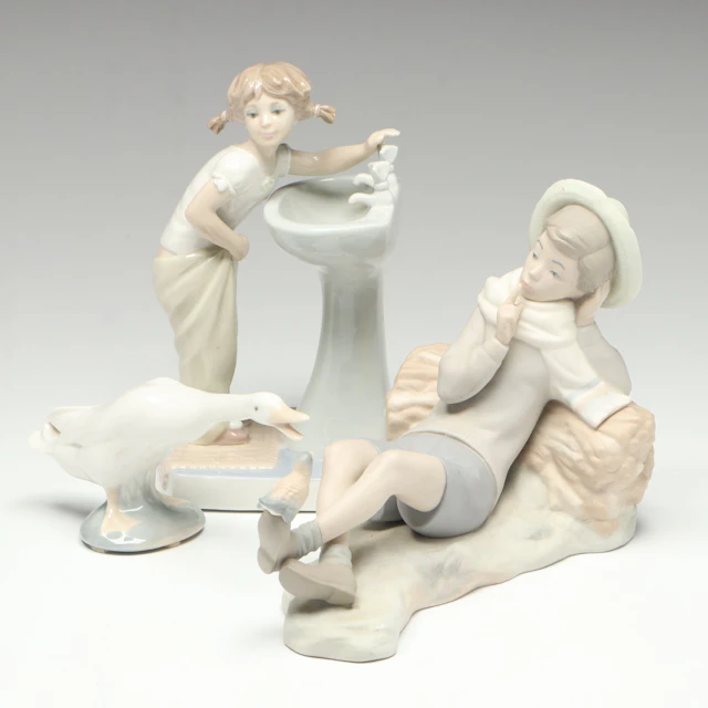 Lladró "Shepherd with Bird," "Clean Up Time" and Other Porcelain Figurine