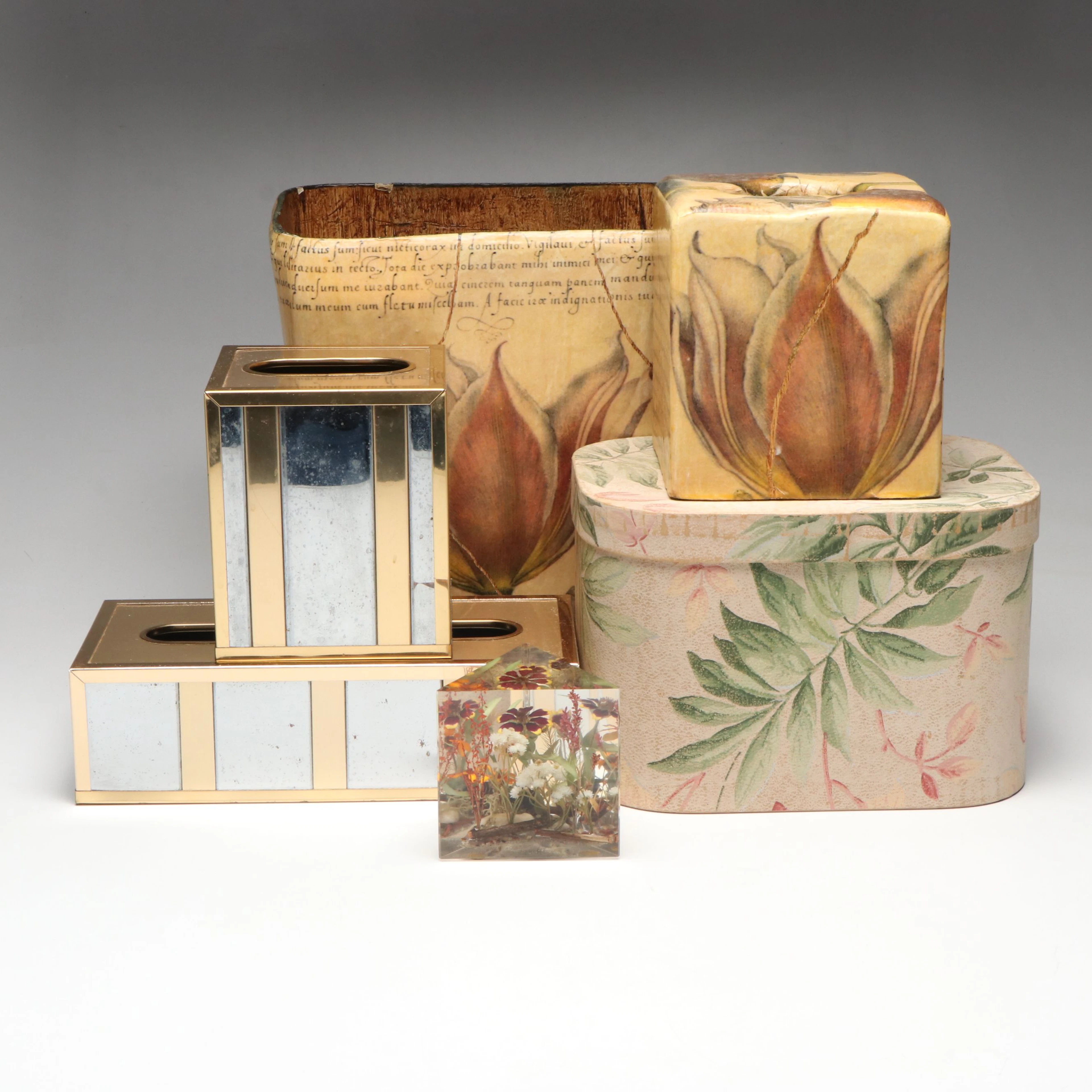 Decoupage Tissue Boxes, Wastebasket and More Decorative Boxes