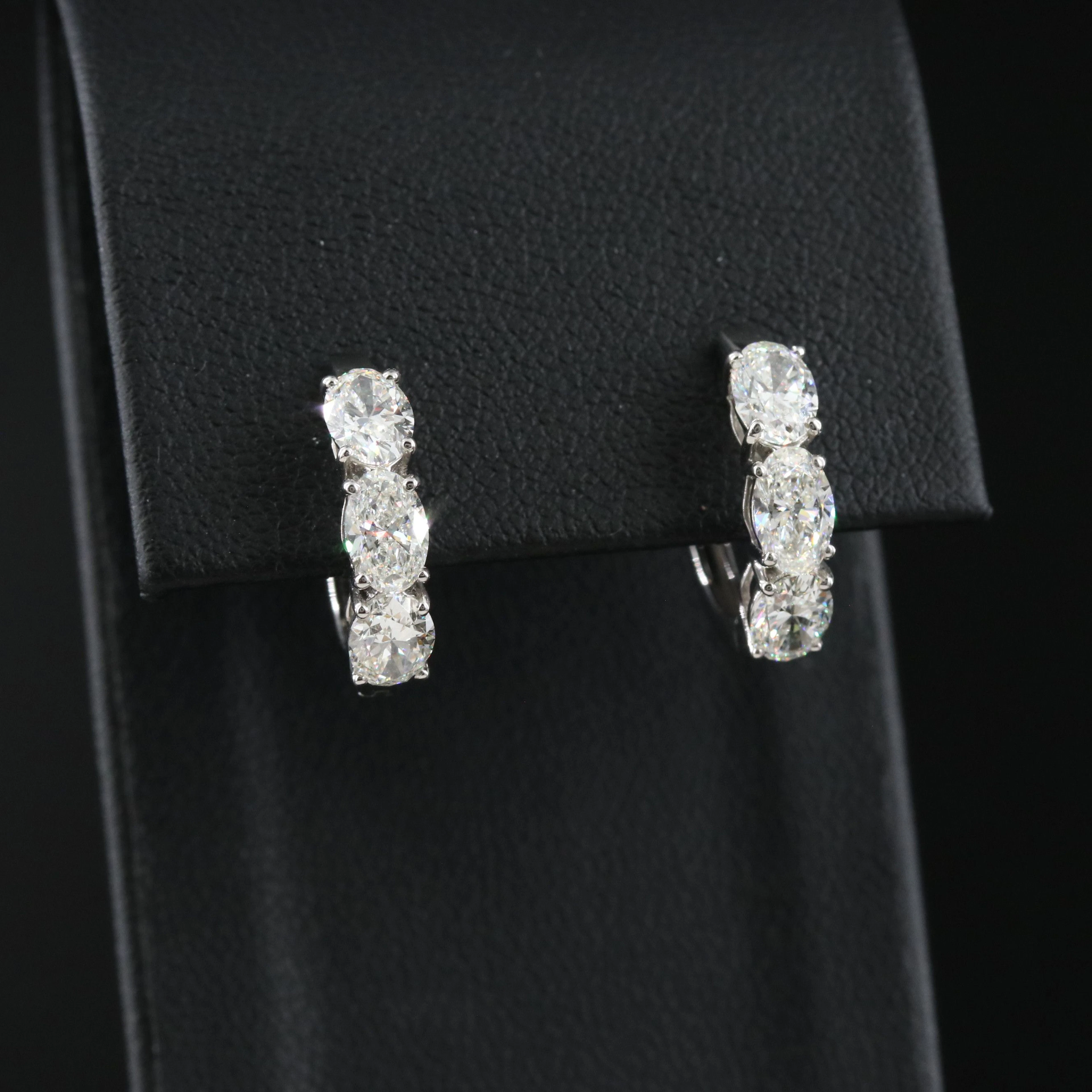 Platinum 2.47 CTW Diamond Huggie Hoop Earrings with GIA Reports
