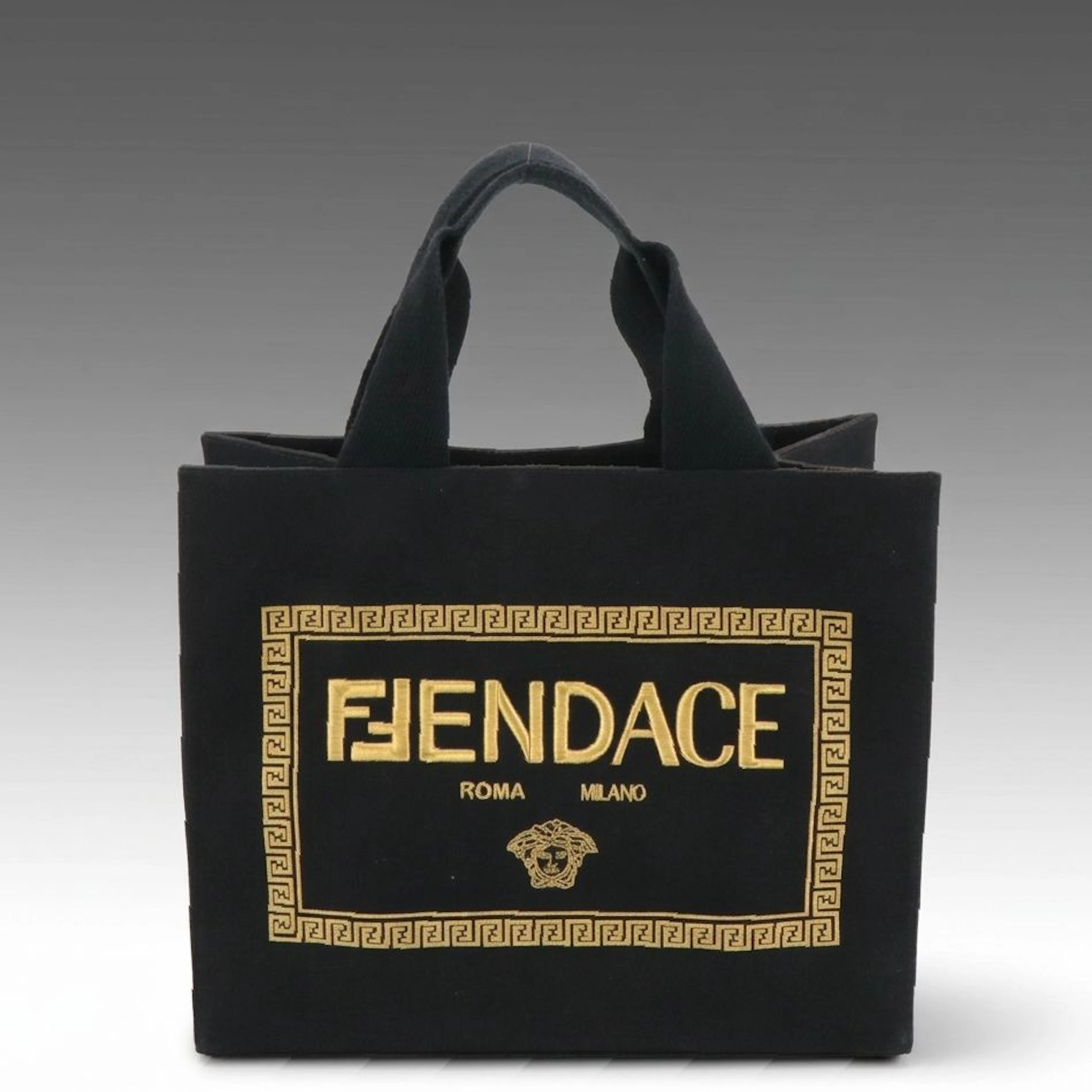 Fendi x Versace Fendace Embroidered Canvas Tote Bag 8BH395
