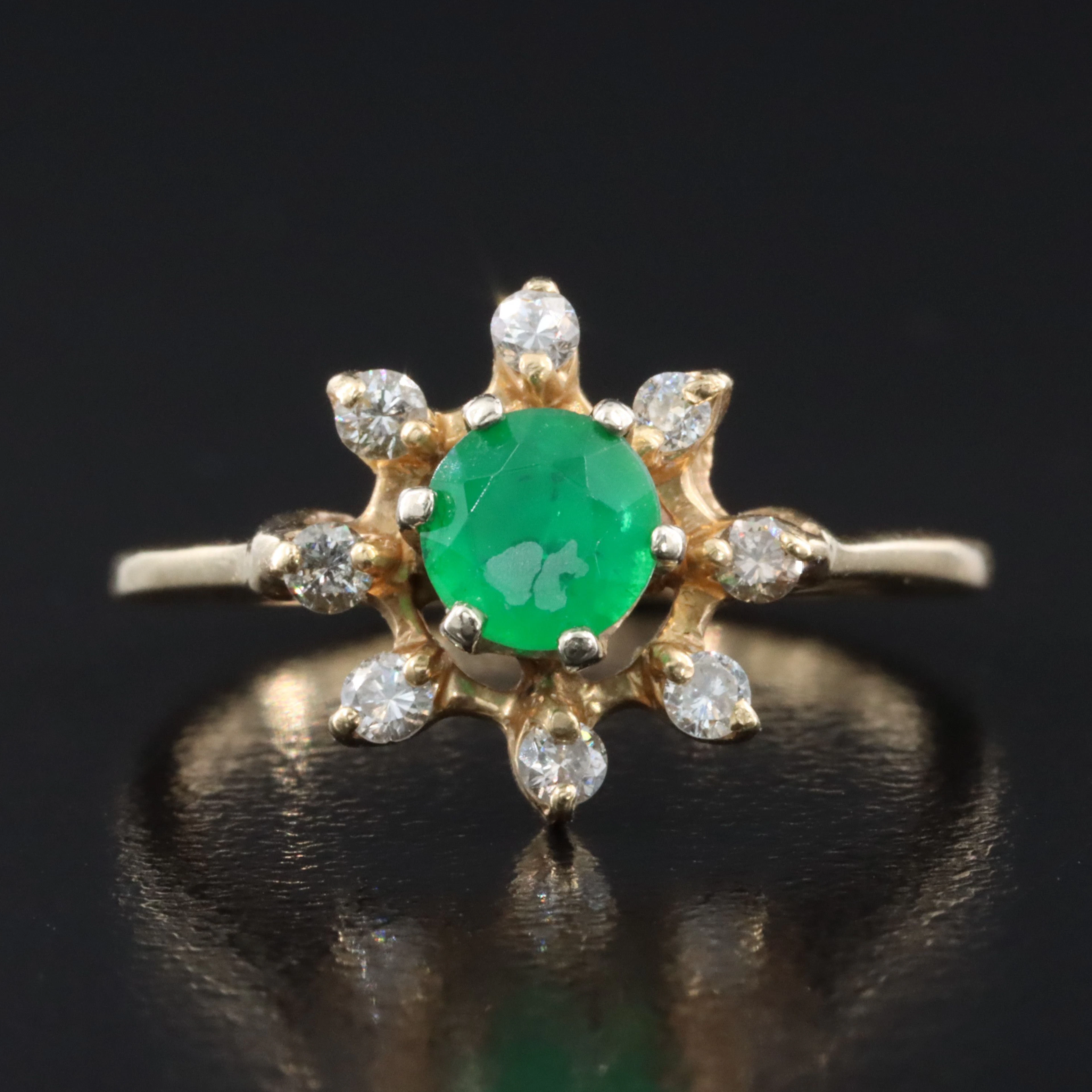 14K Beryl Triplet and Diamond Ring
