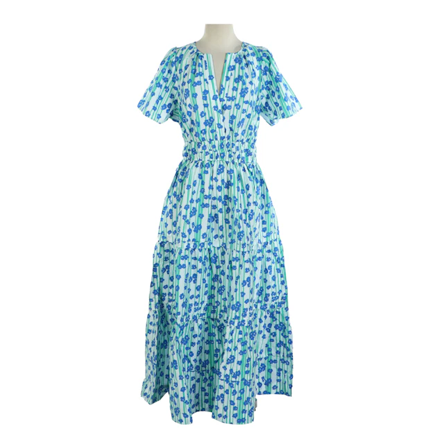 Anthropologie The Somerset Maxi Dress in Blue/Green Floral Printed