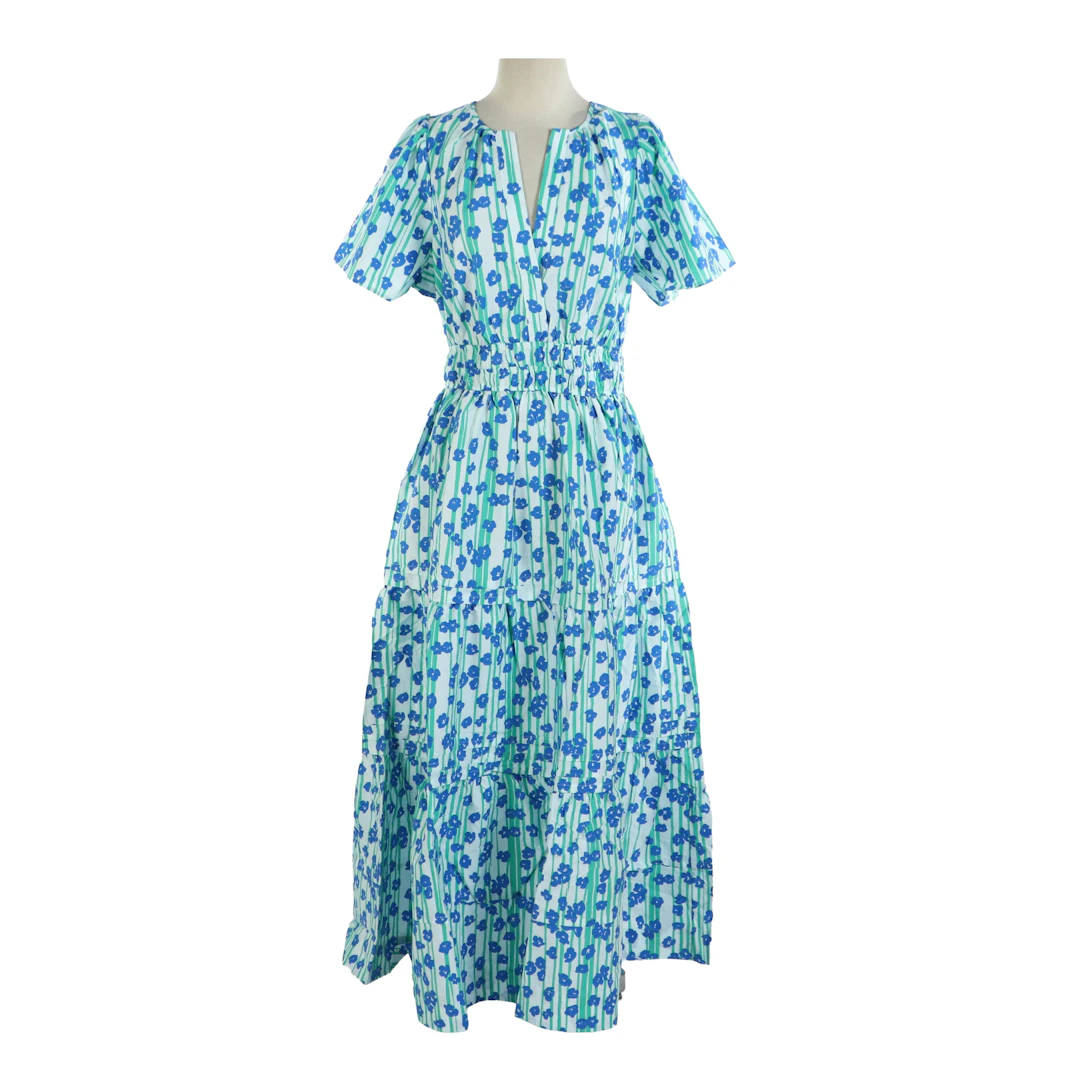 Anthropologie The Somerset Maxi Dress in Blue/Green Floral Printed