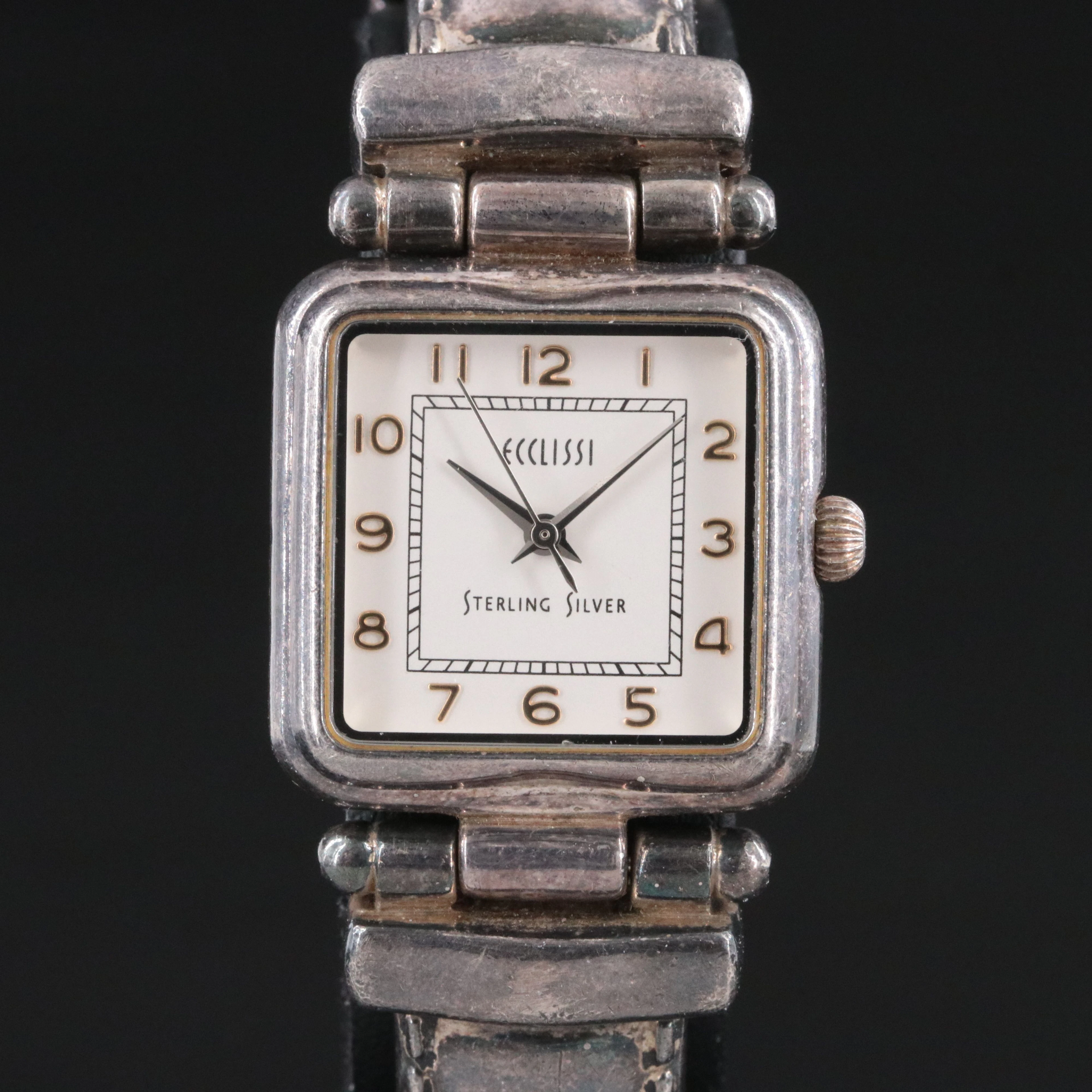 Ecclissi Sterling Silver Hinged Lug Quartz Watch