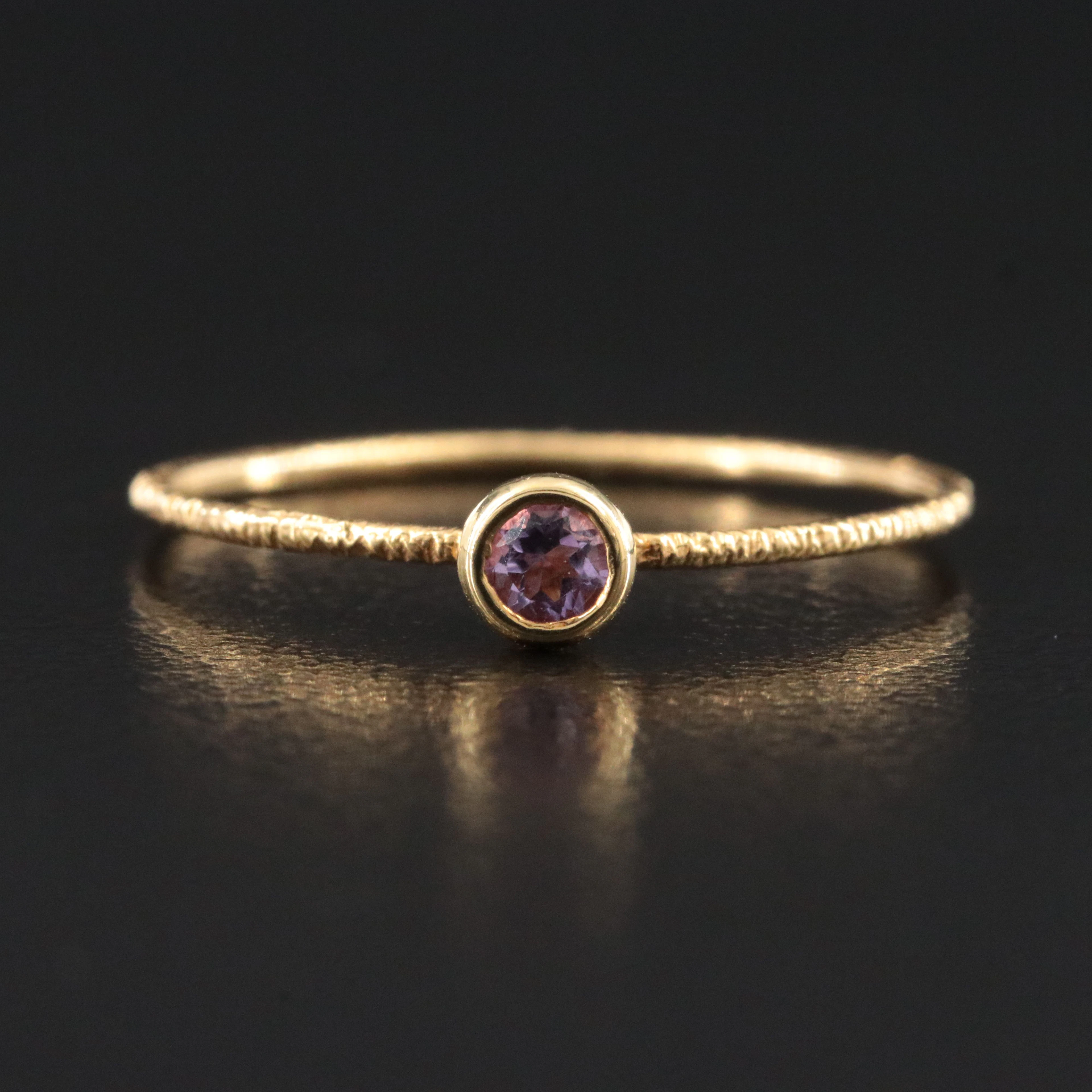 14K Amethyst Solitaire Wire Ring