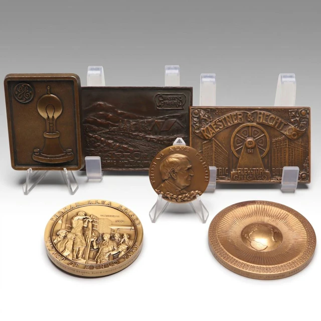 Thomas Edison and Industrial Commemorative Medallions and Plaques, Set of Six