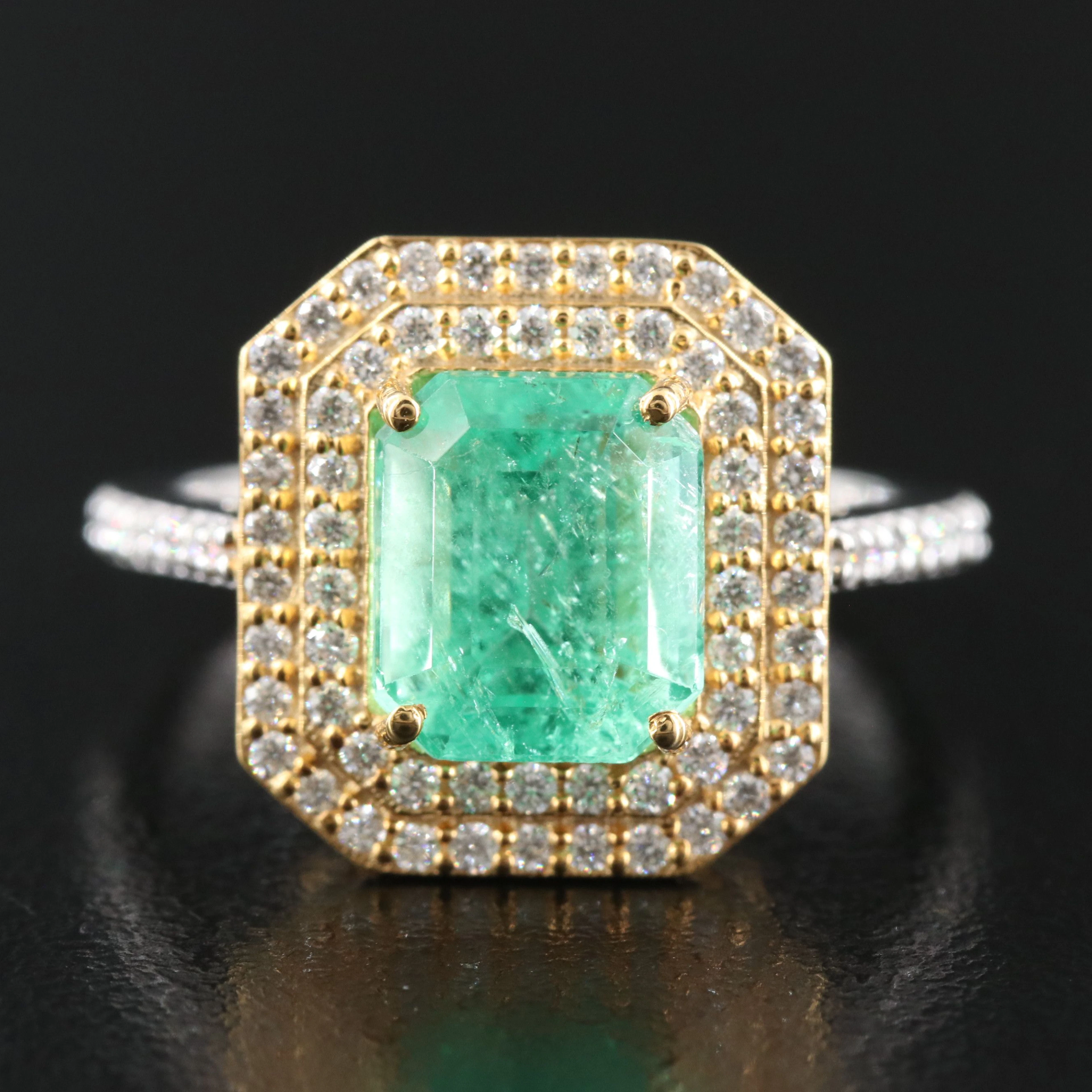 18K 2.45 CT Colombian Emerald and Diamond Ring with GIA Report