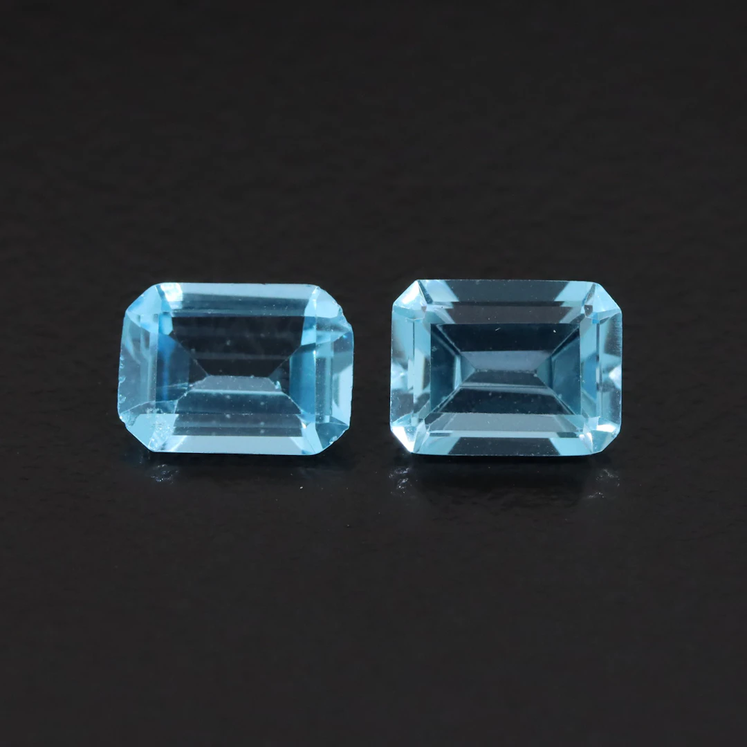 Loose 3.17 CTW Swiss Blue Topaz, Matched Pair