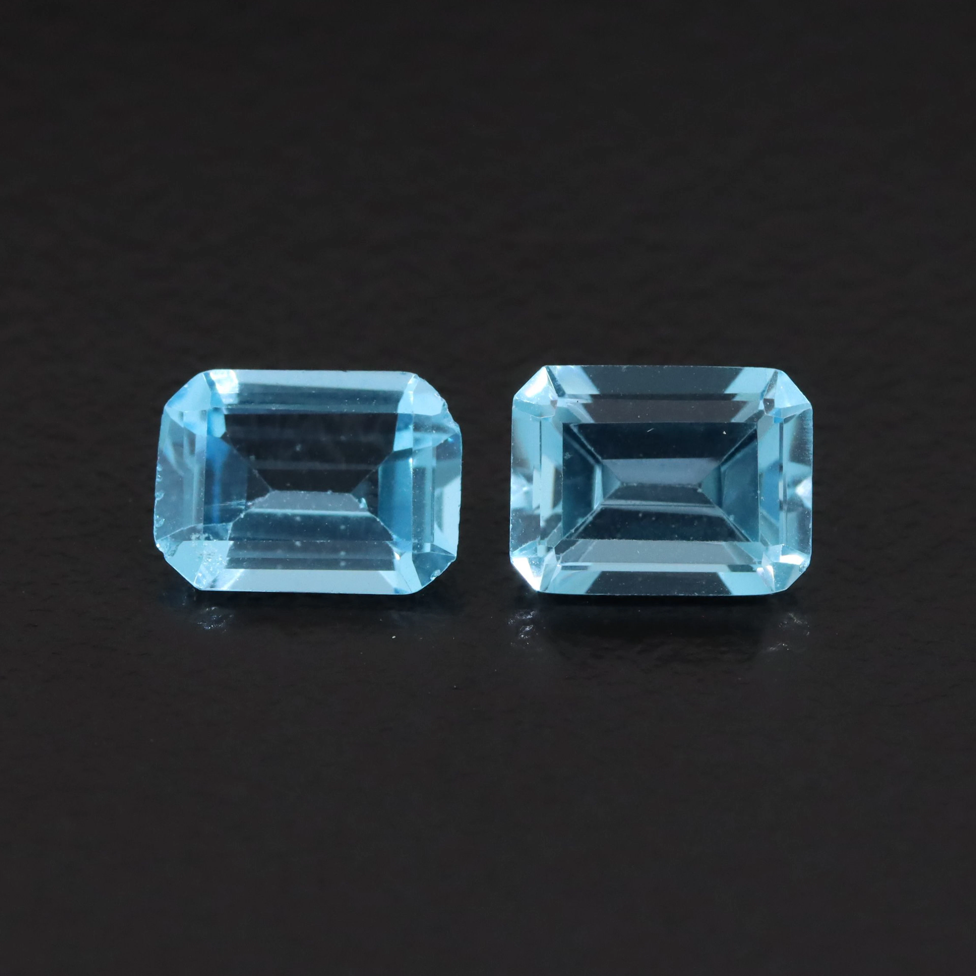 Loose 3.17 CTW Swiss Blue Topaz, Matched Pair