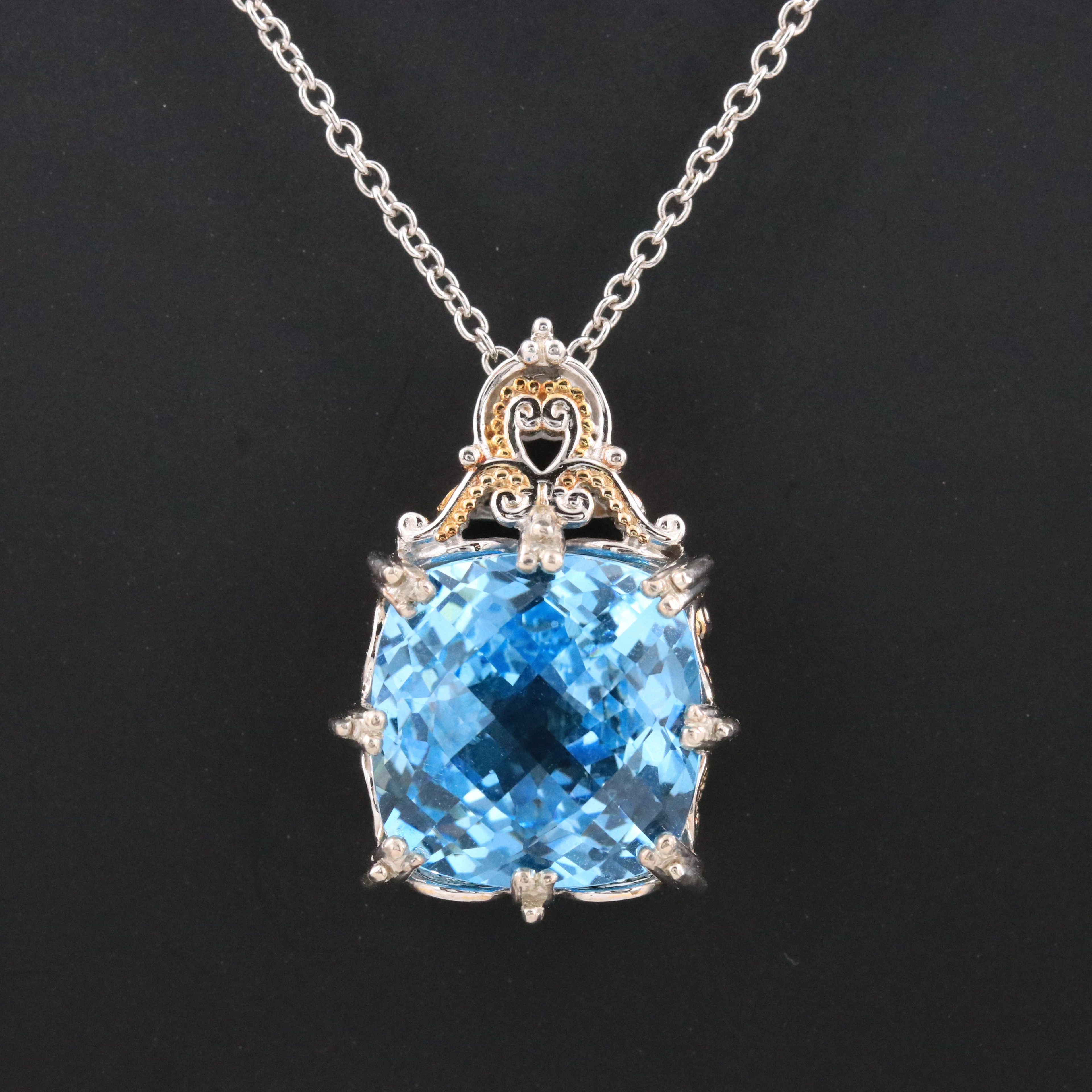 Sterling Blue Topaz Pendant Necklace