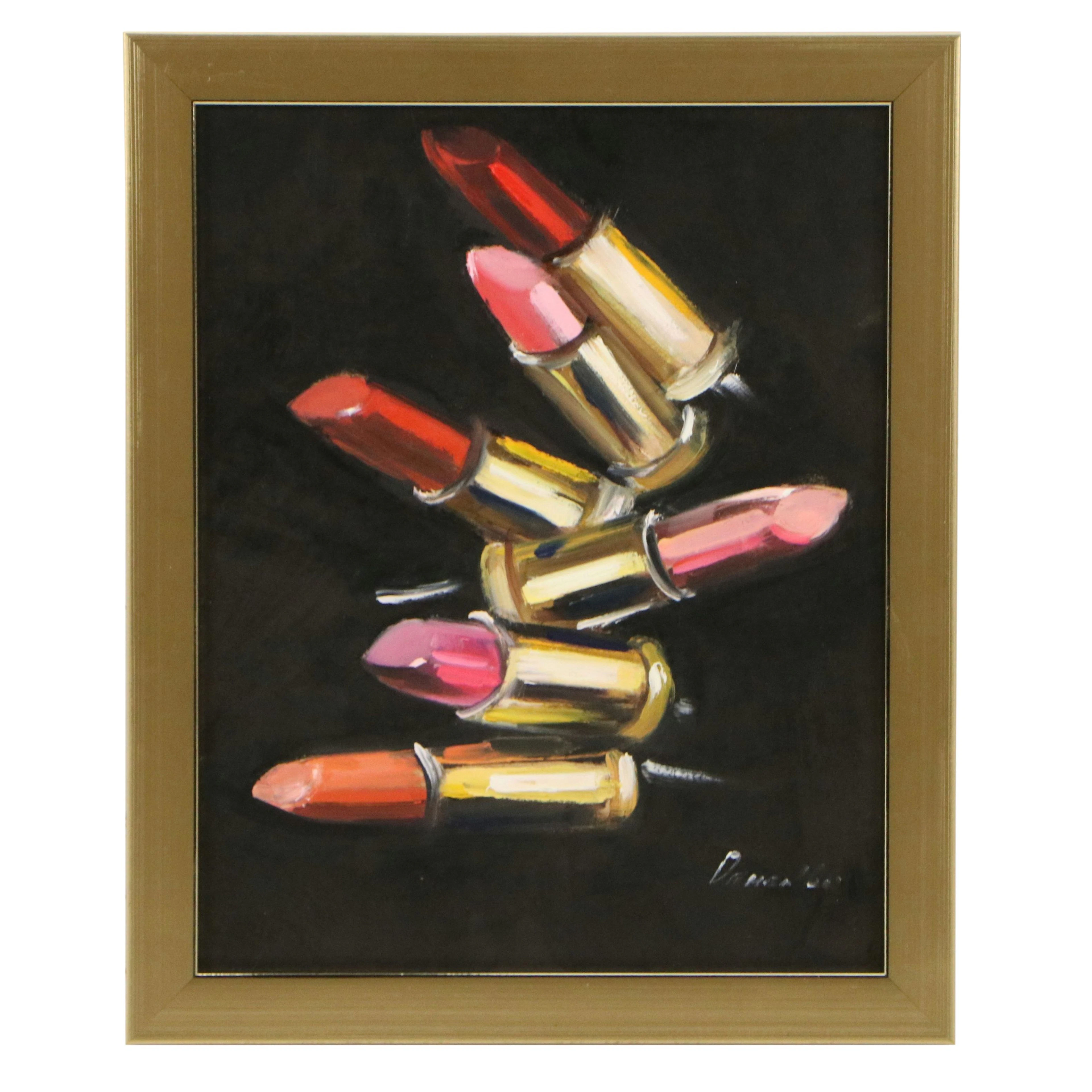 Natalie Demenko Oil Painting of Lipsticks, 21st Century