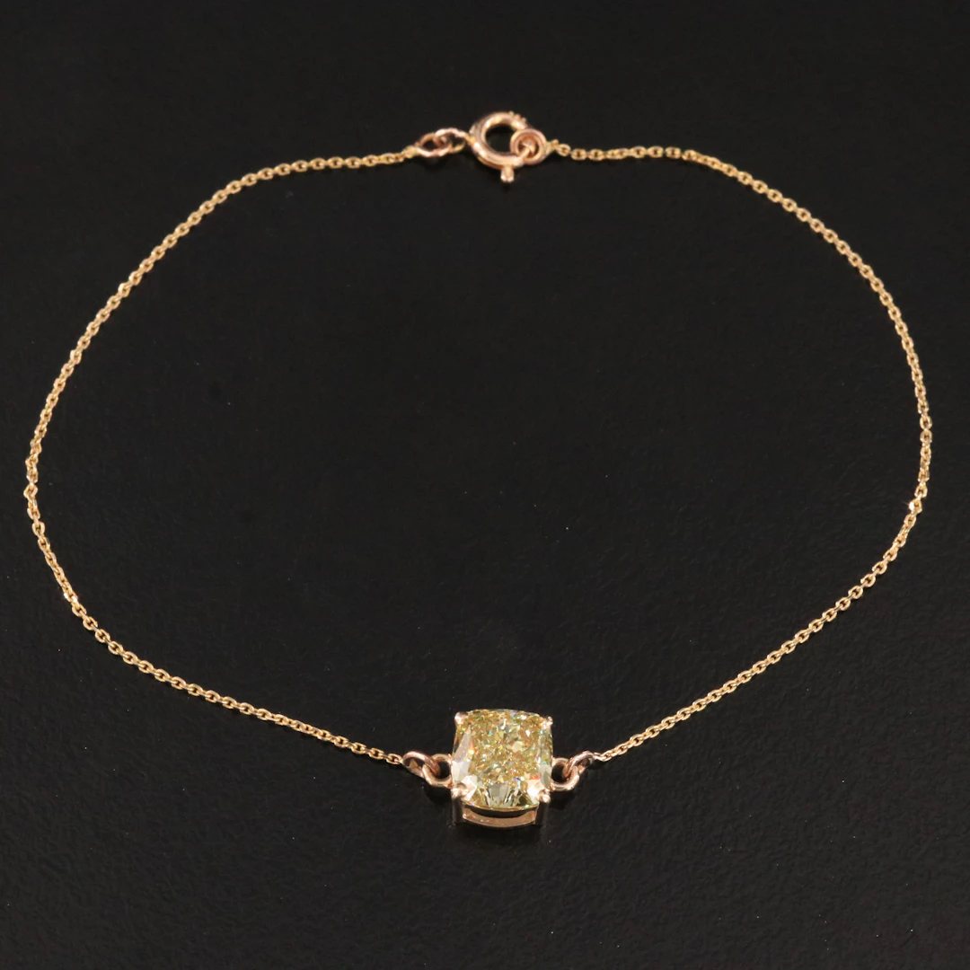 14K 2.07 CT Lab Grown Fancy Intense Yellow Diamond Bracelet with IGI Report