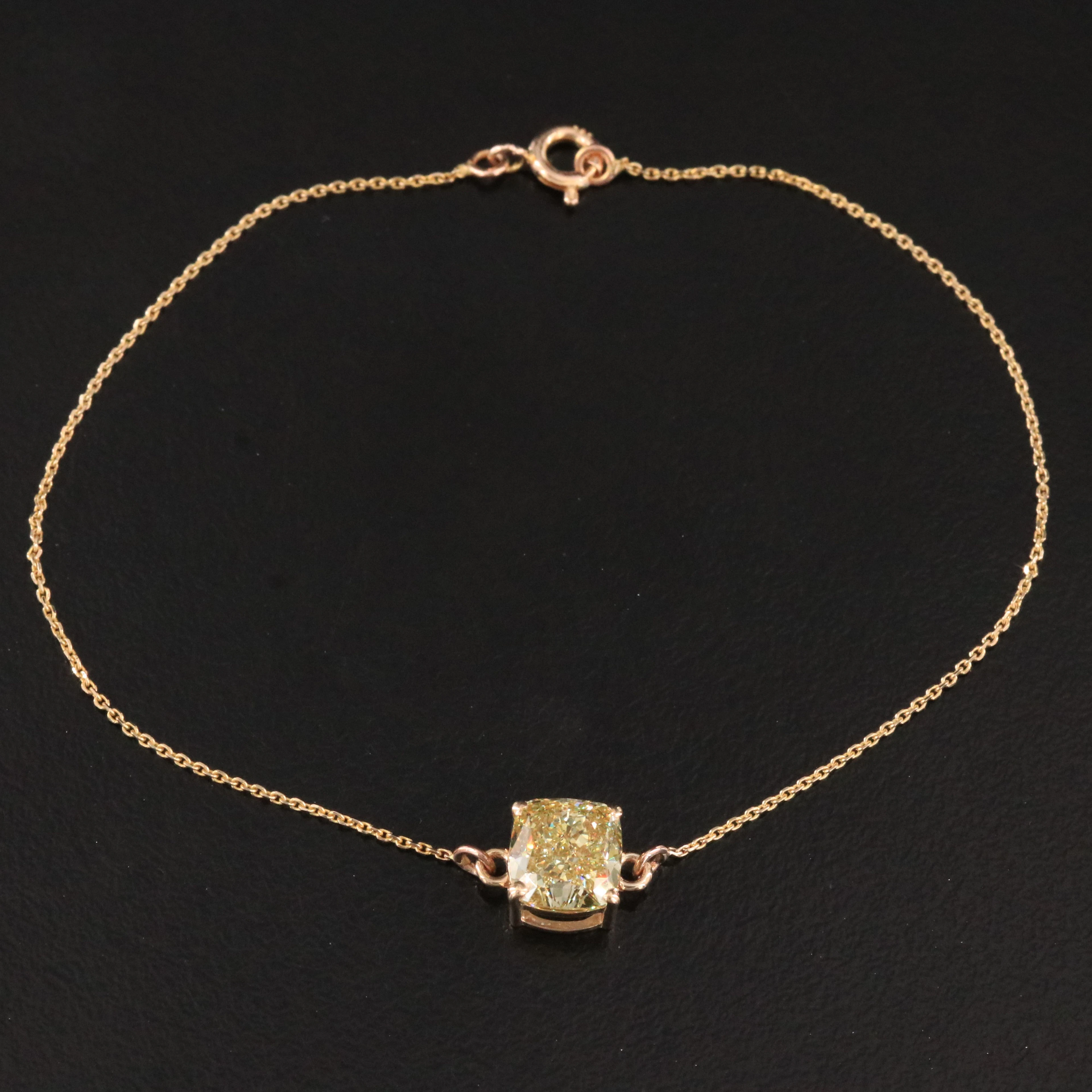 14K 2.07 CT Lab Grown Fancy Intense Yellow Diamond Bracelet with IGI Report