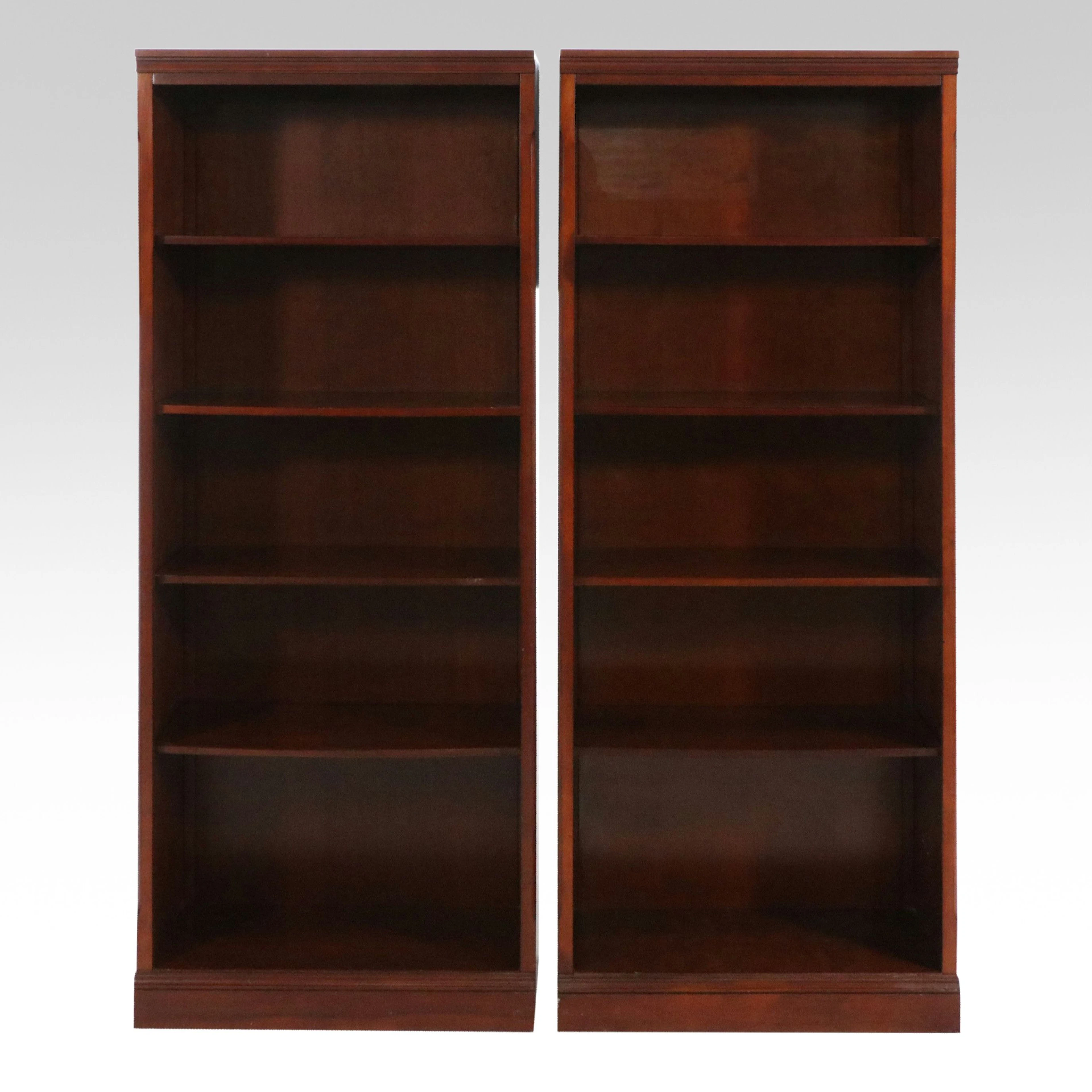 Pair of Home Meridian Contemporary Cherry Bookcases