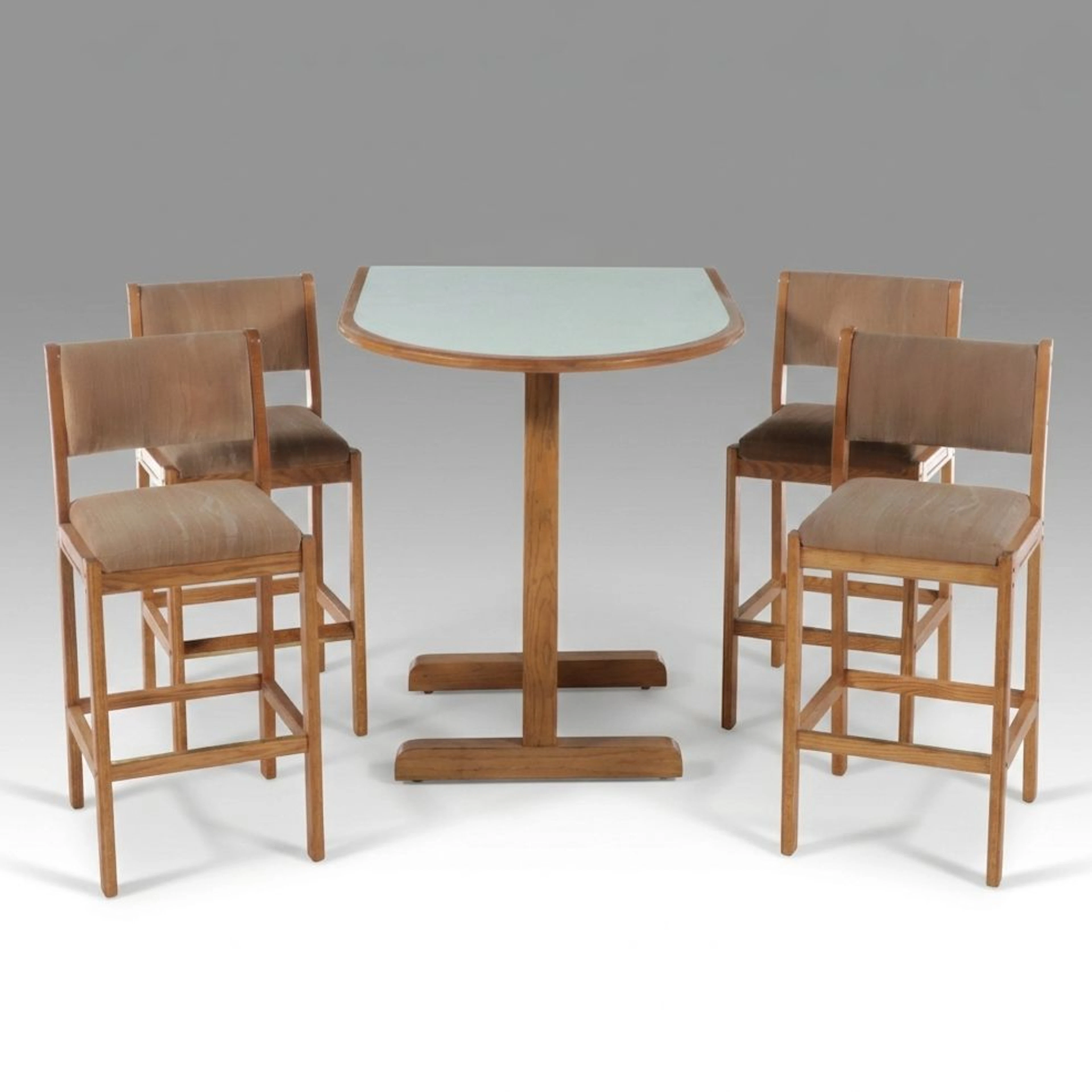 Modernist Oak Five-Piece High-Top Dining Set, Late 20th Century