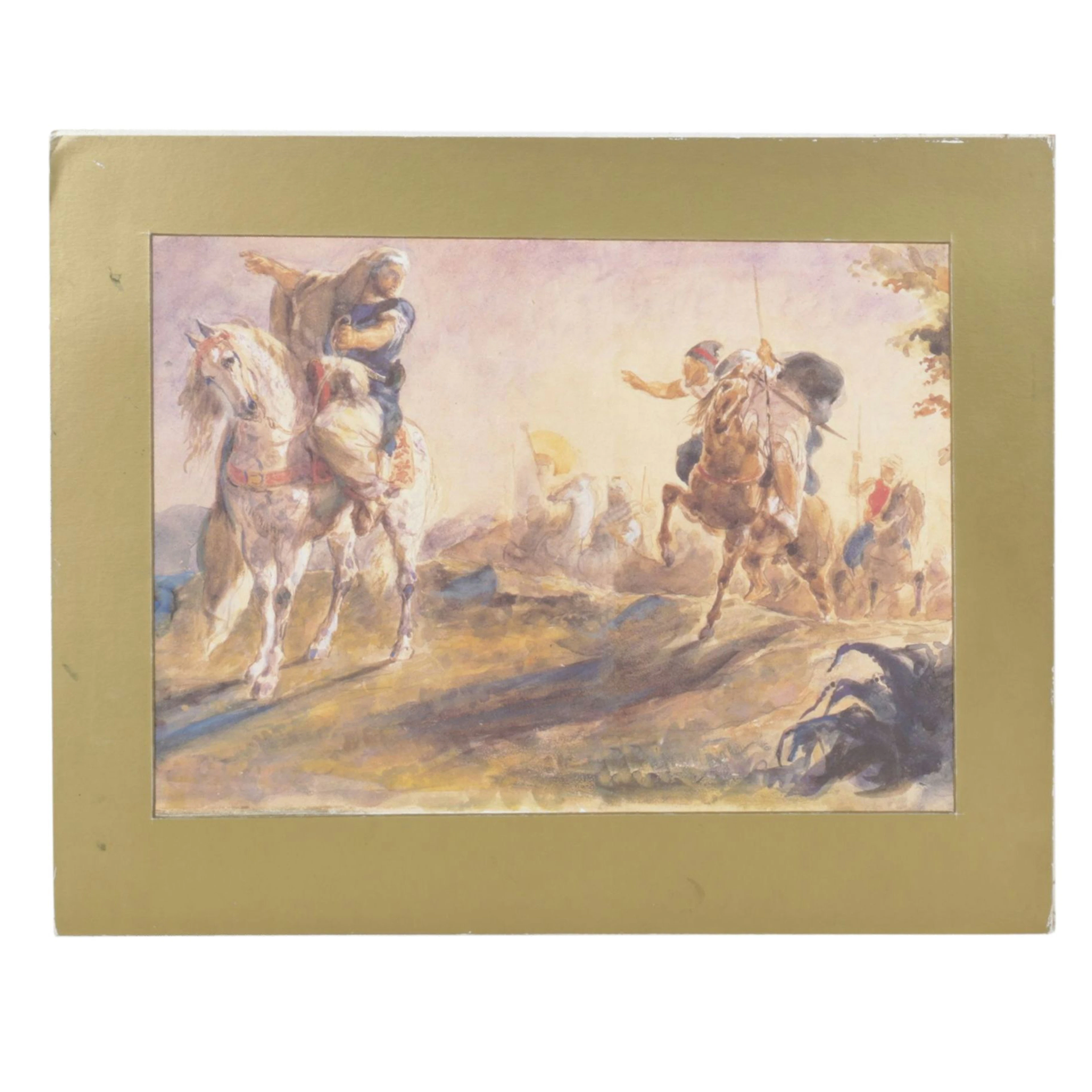 Lithographic Print after Eugène Delacroix "Riders on Scouting Mission"
