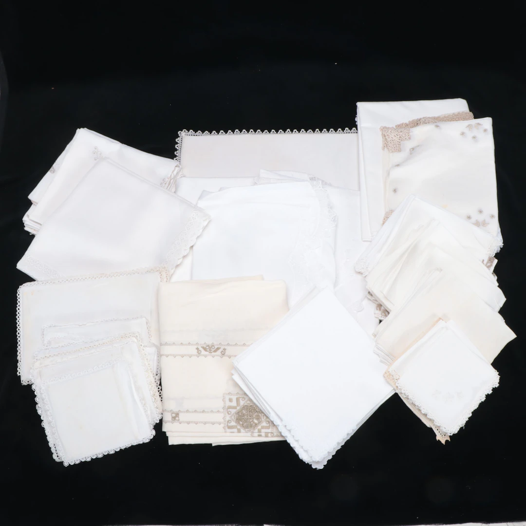 Vintage Lace Edge, Embroidered and Other White Table Linens