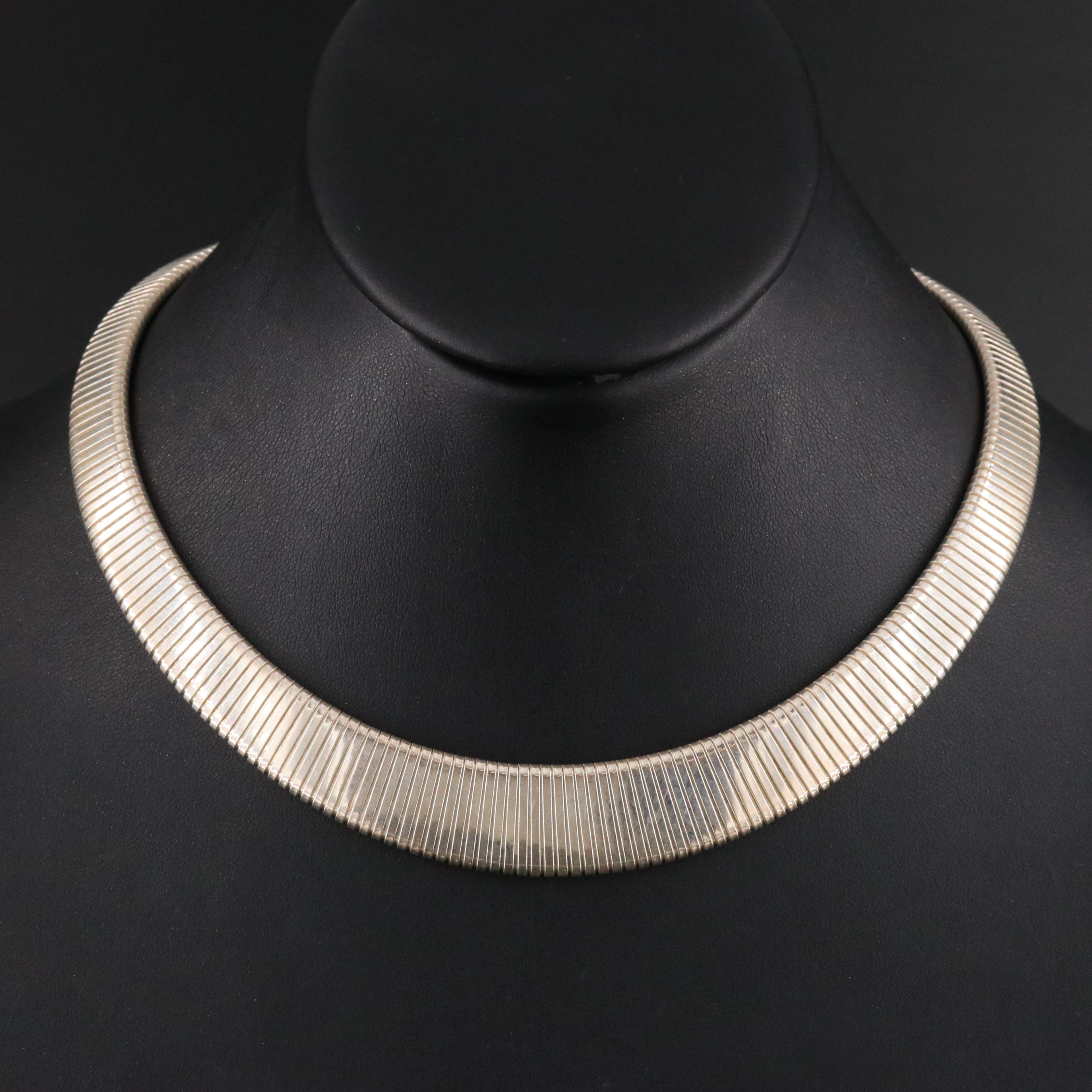 Sterling Graduated Omega Chain Necklace