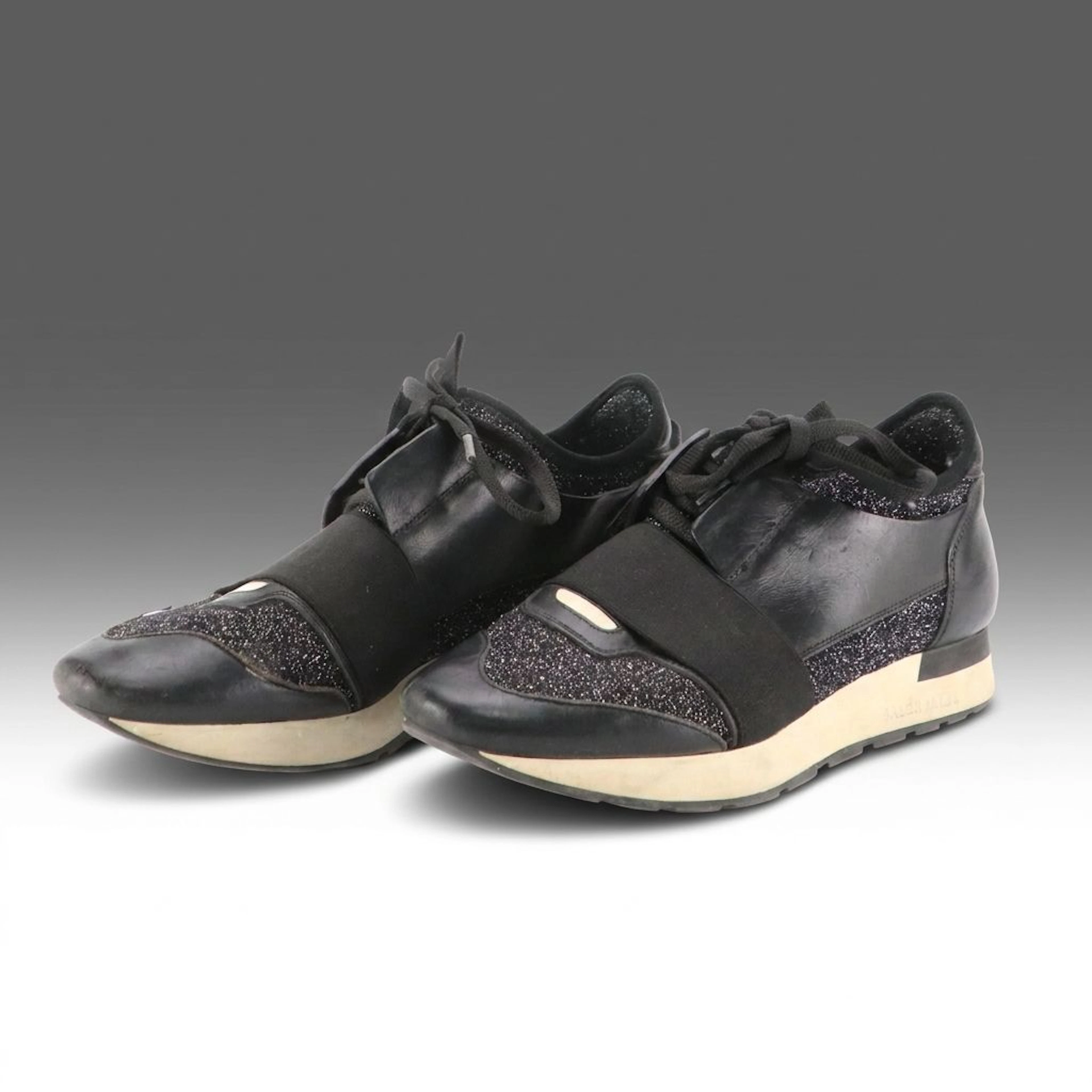 Balenciaga Race Runner Trainers in Lurex Mesh/Leather with Box