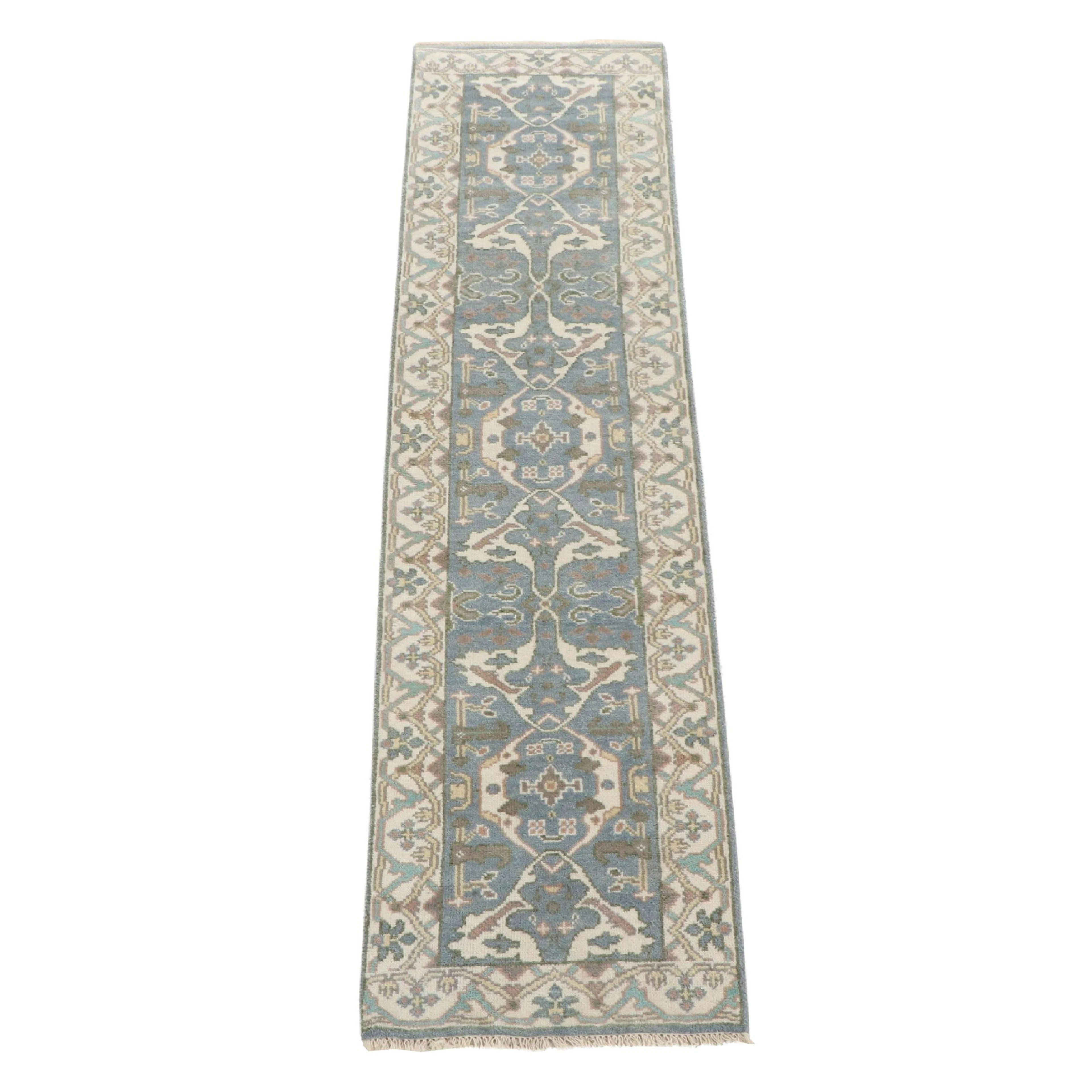 2'7 x 10'3 Hand-Knotted Turkish Oushak Style Carpet Runner