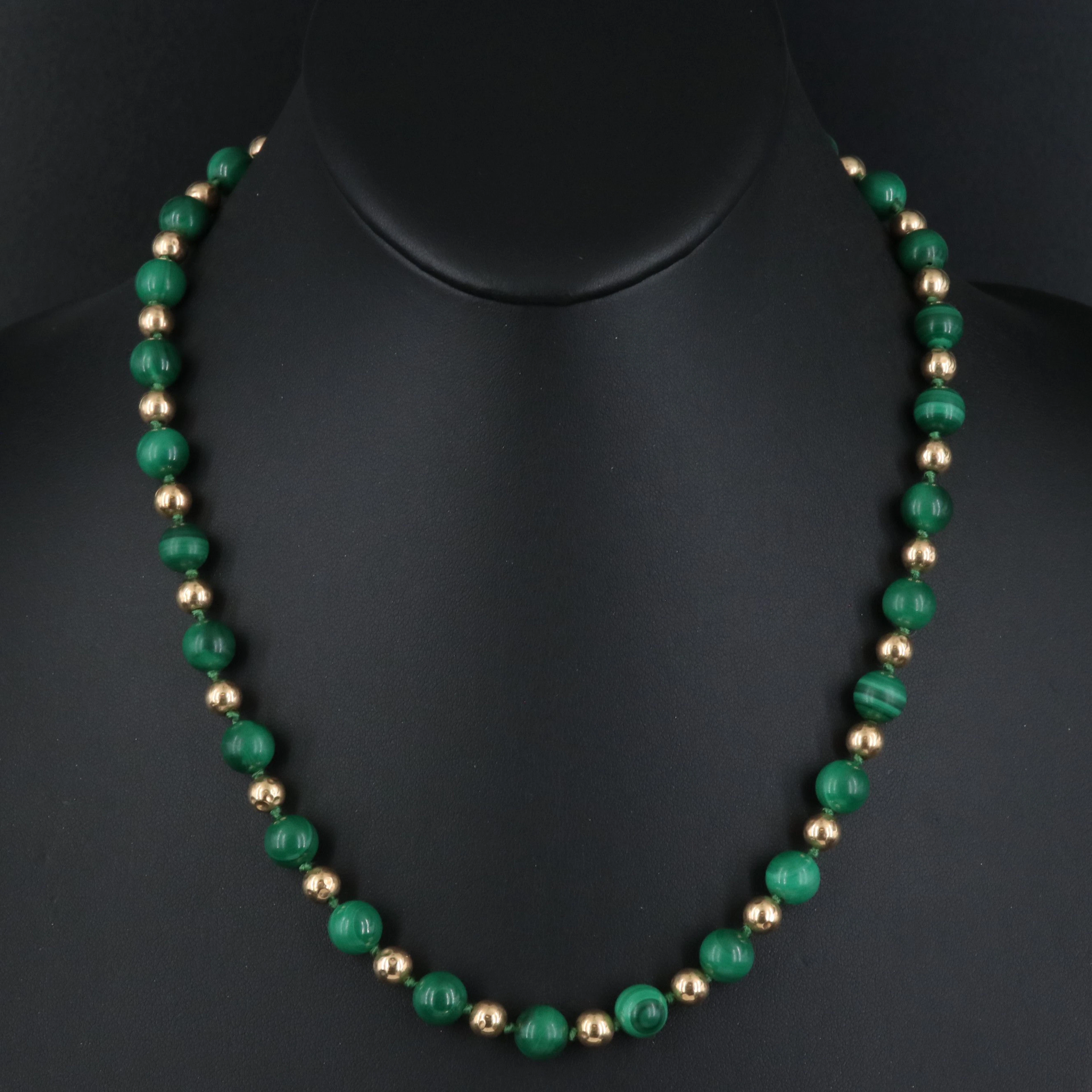 14K Malachite Bead Necklace