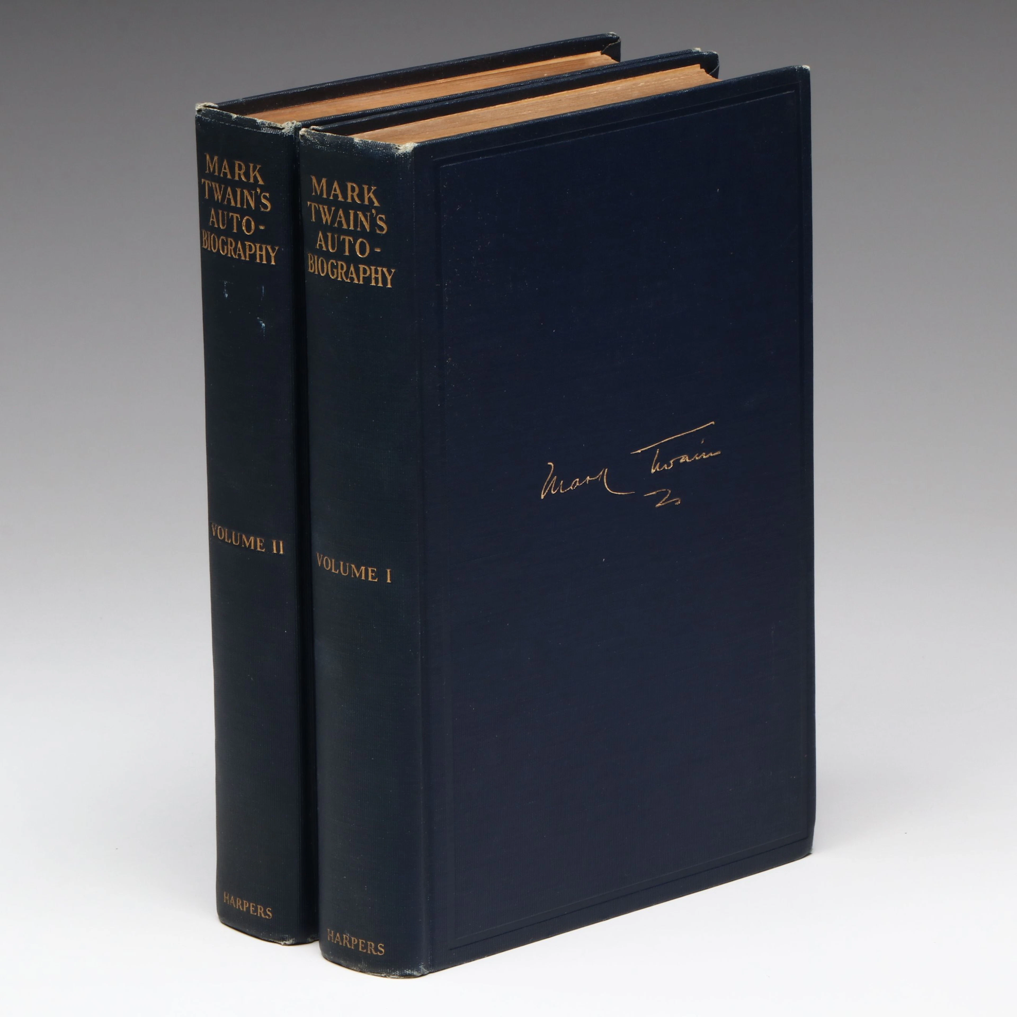 First Edition "Mark Twain's Autobiography" Two-Volume Set by Mark Twain, 1924