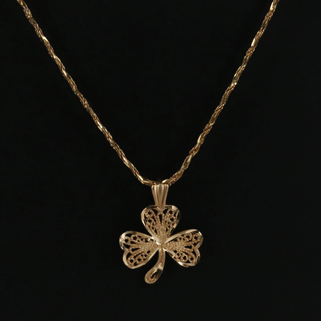 Michael Anthony 14K Shamrock Pendant Necklace