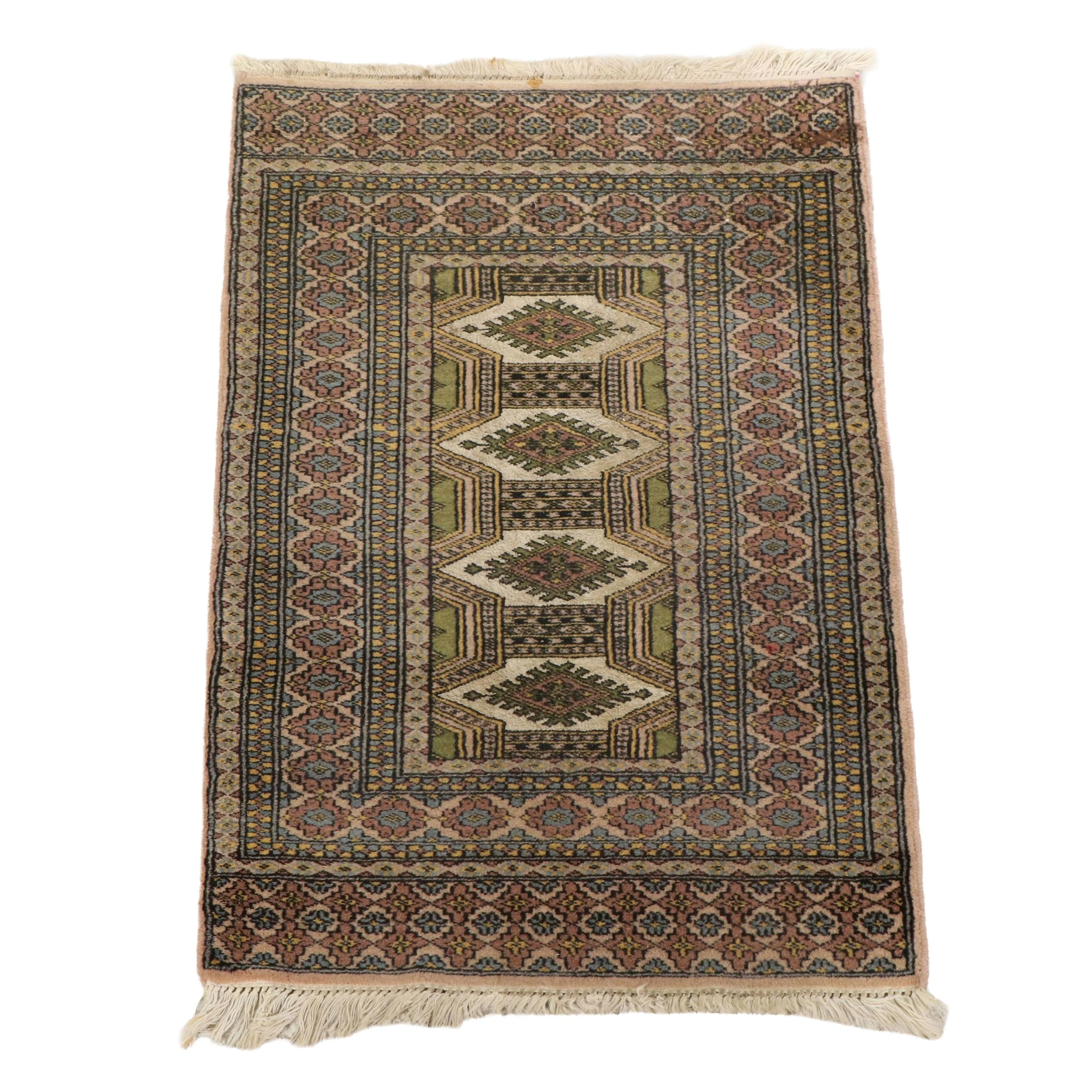 2' x 3'5 Hand-Knotted Pakistani Bokhara Accent Rug