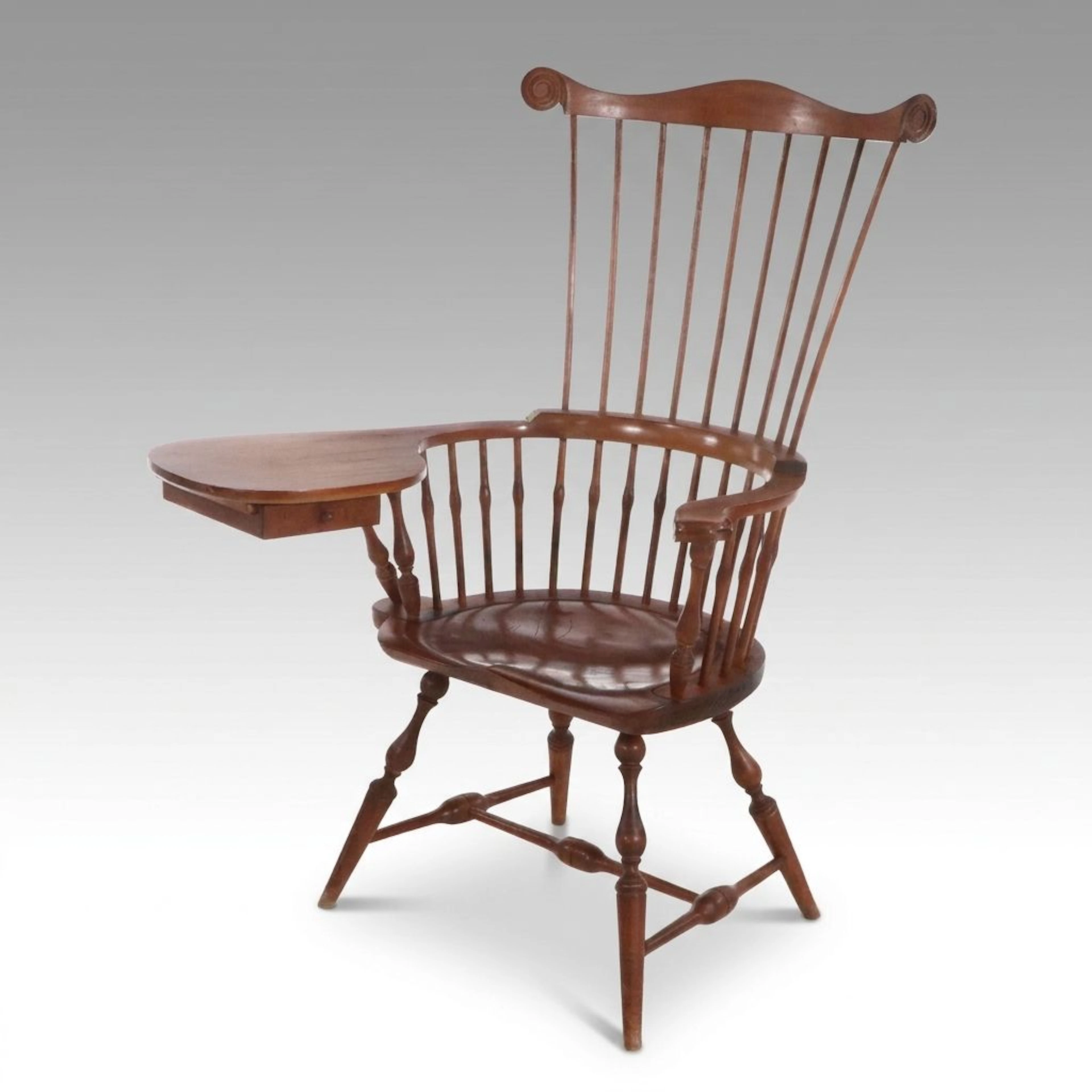 Handcrafted Windsor Back Writing Armchair by Stephen A. Adams