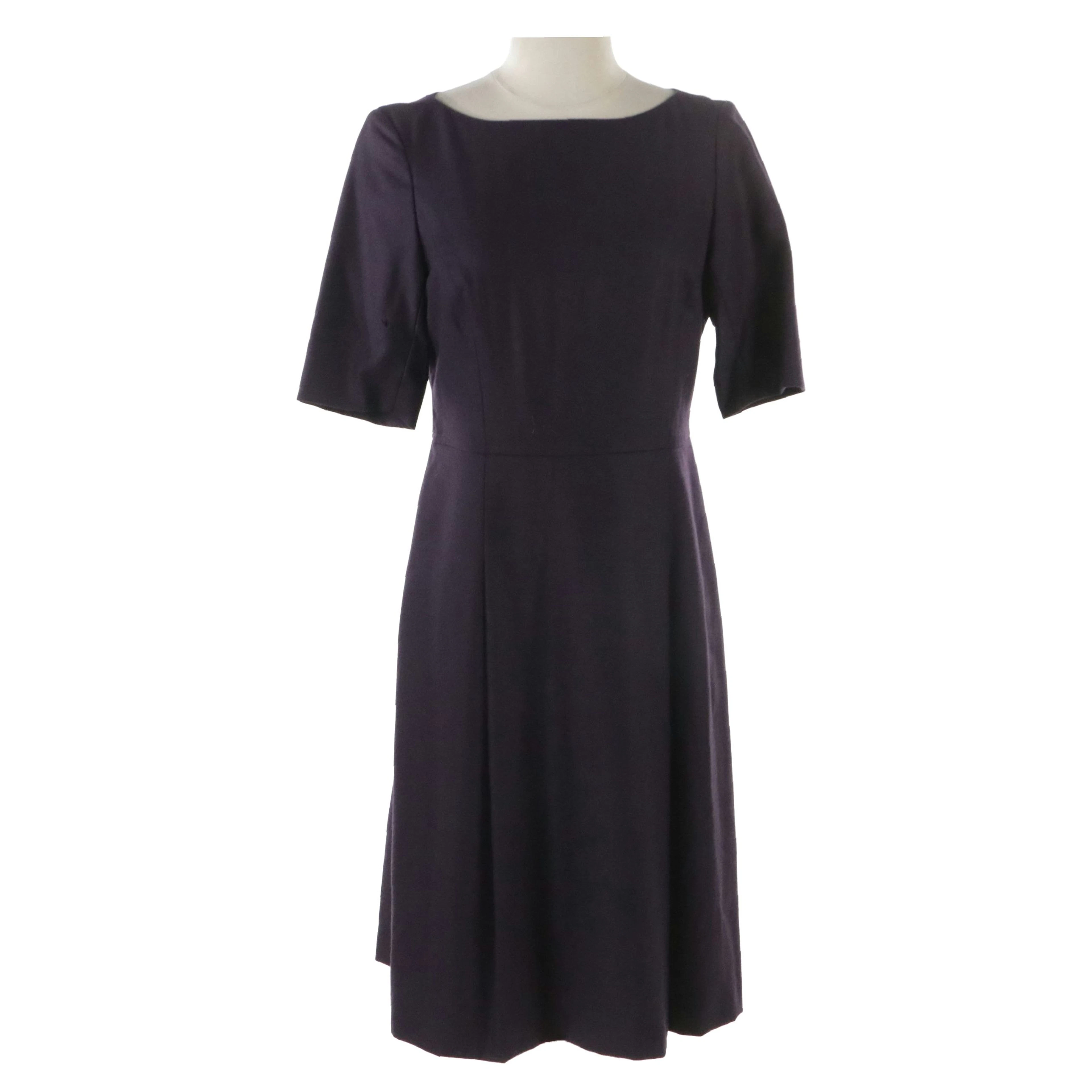 Brooks Brothers Short-Sleeve Tailored Dress in Loro Piana Violet Merino Wool