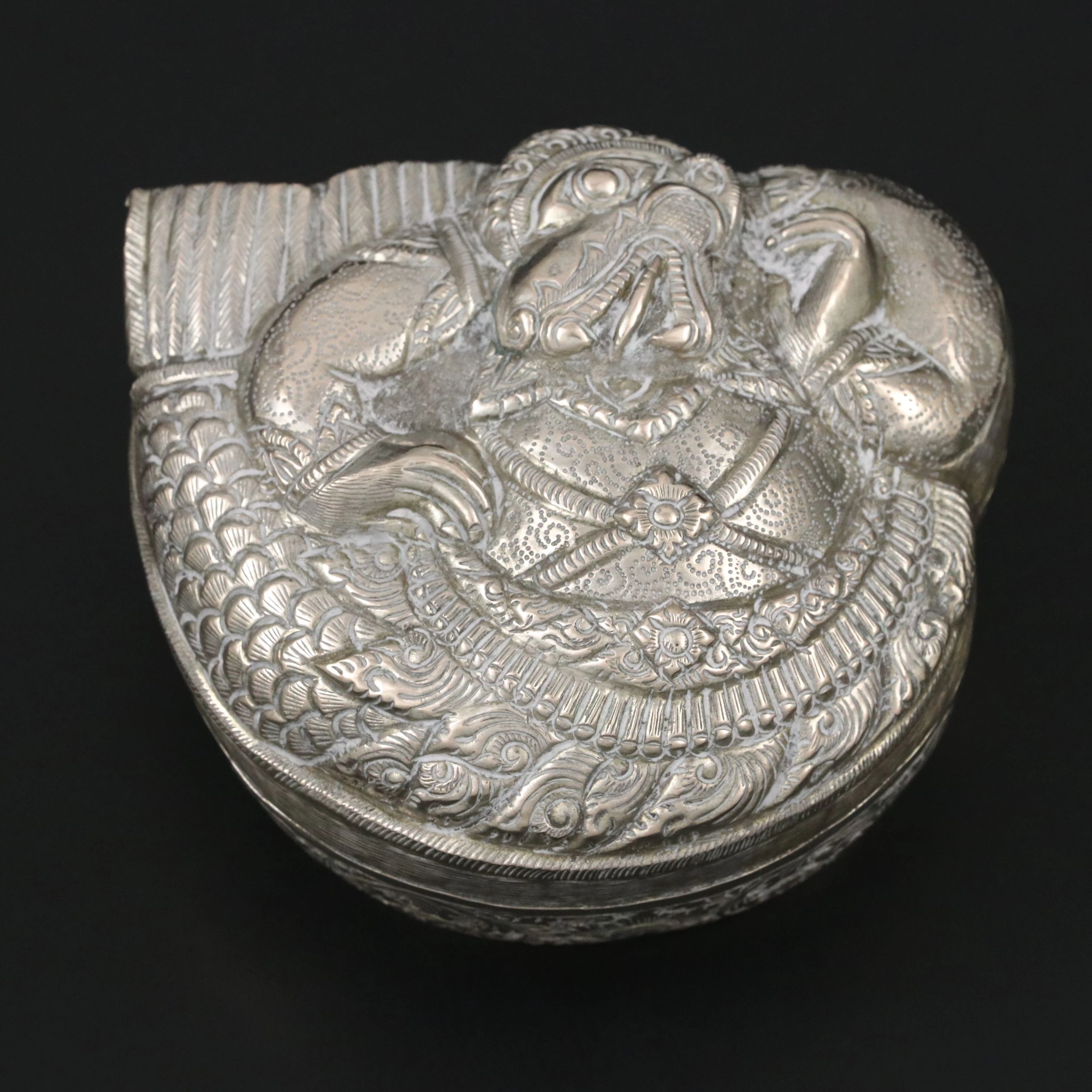 Cambodian 900 Silver Repoussé Betel Box