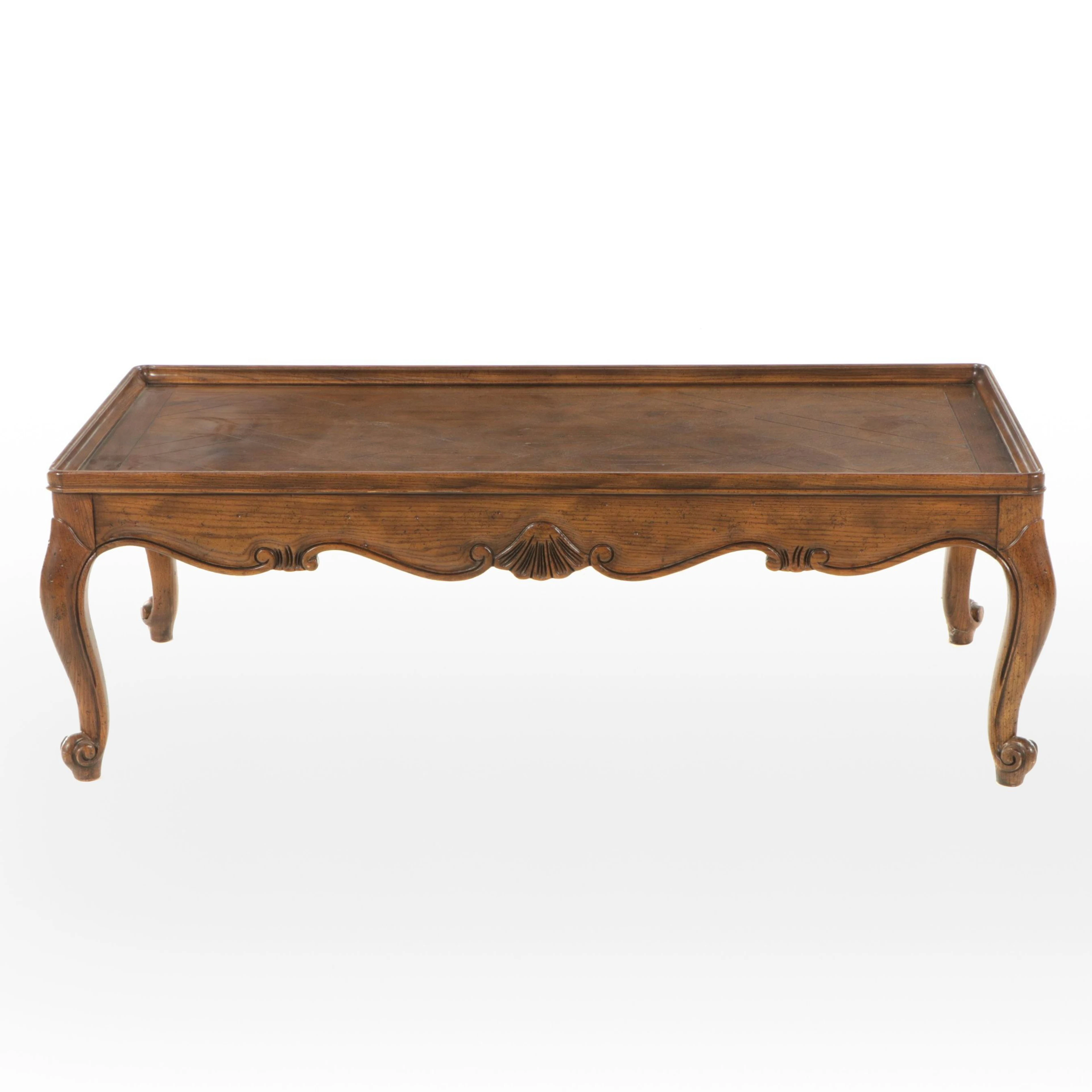 Baker Furniture French Provincial Style Walnut Finish Coffee Table