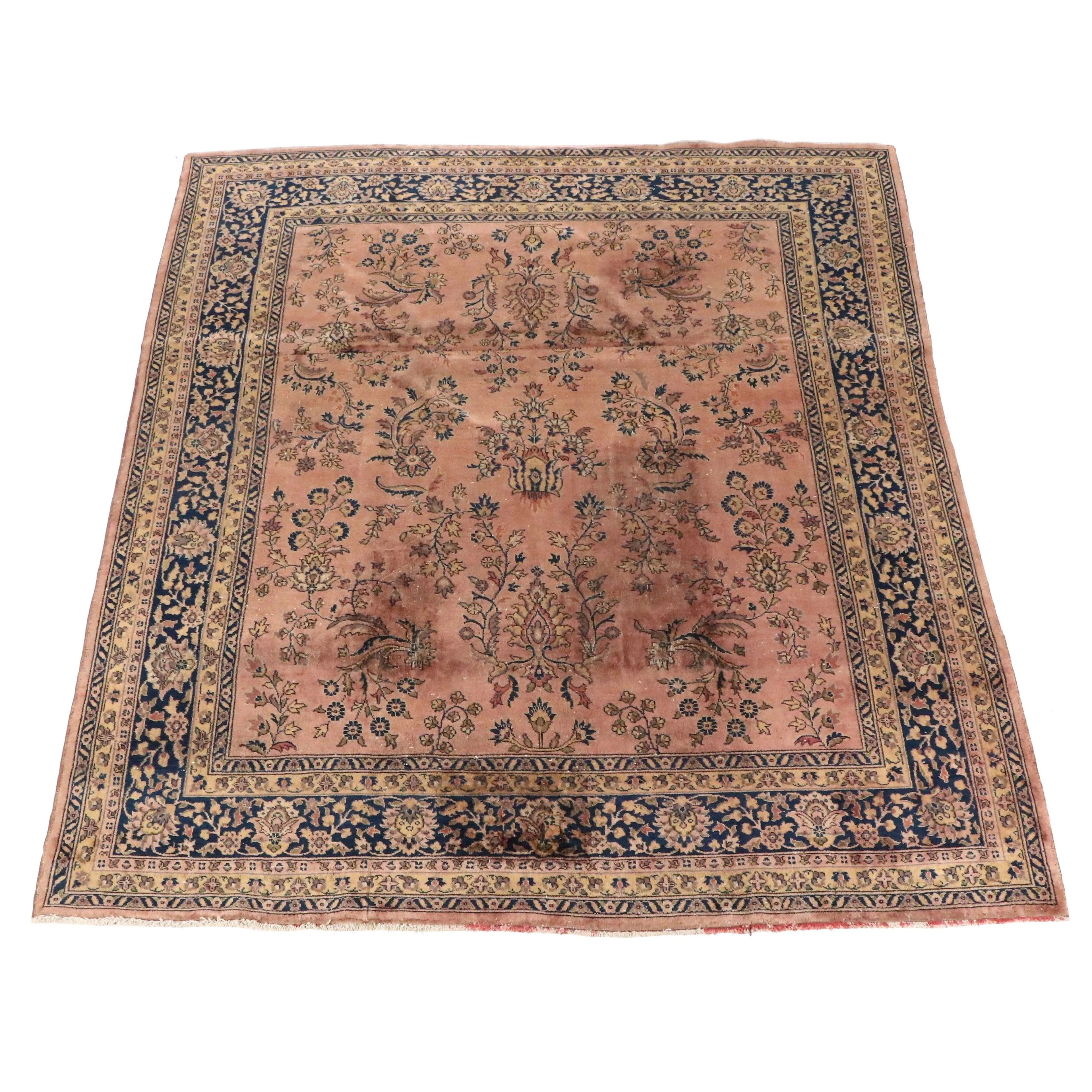 9'10 x 11'1 Hand-Knotted Persian Sarouk Area Rug