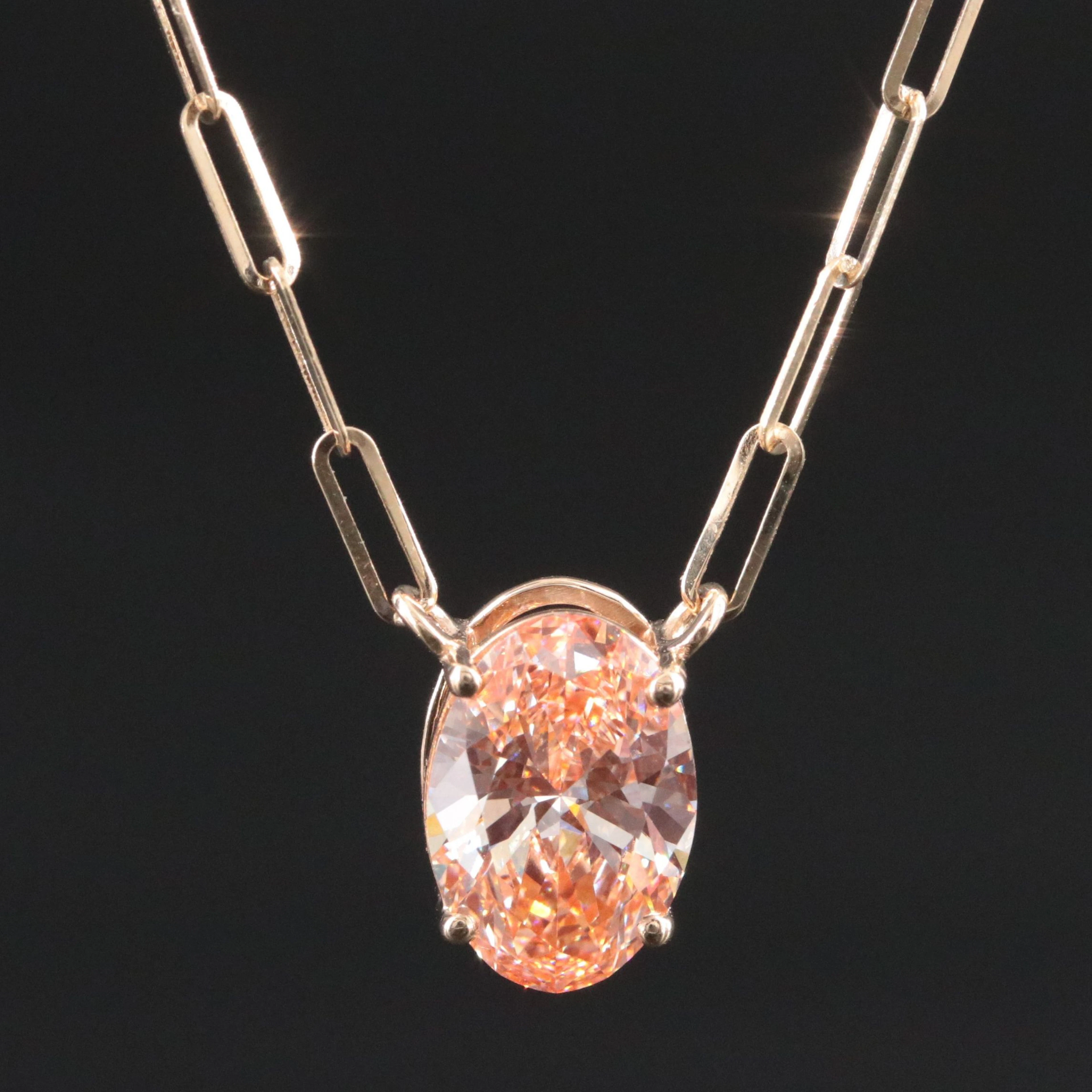 14K 2.04 CT Fancy Vivid Orange Pink Lab Grown Diamond Necklace with IGI Report