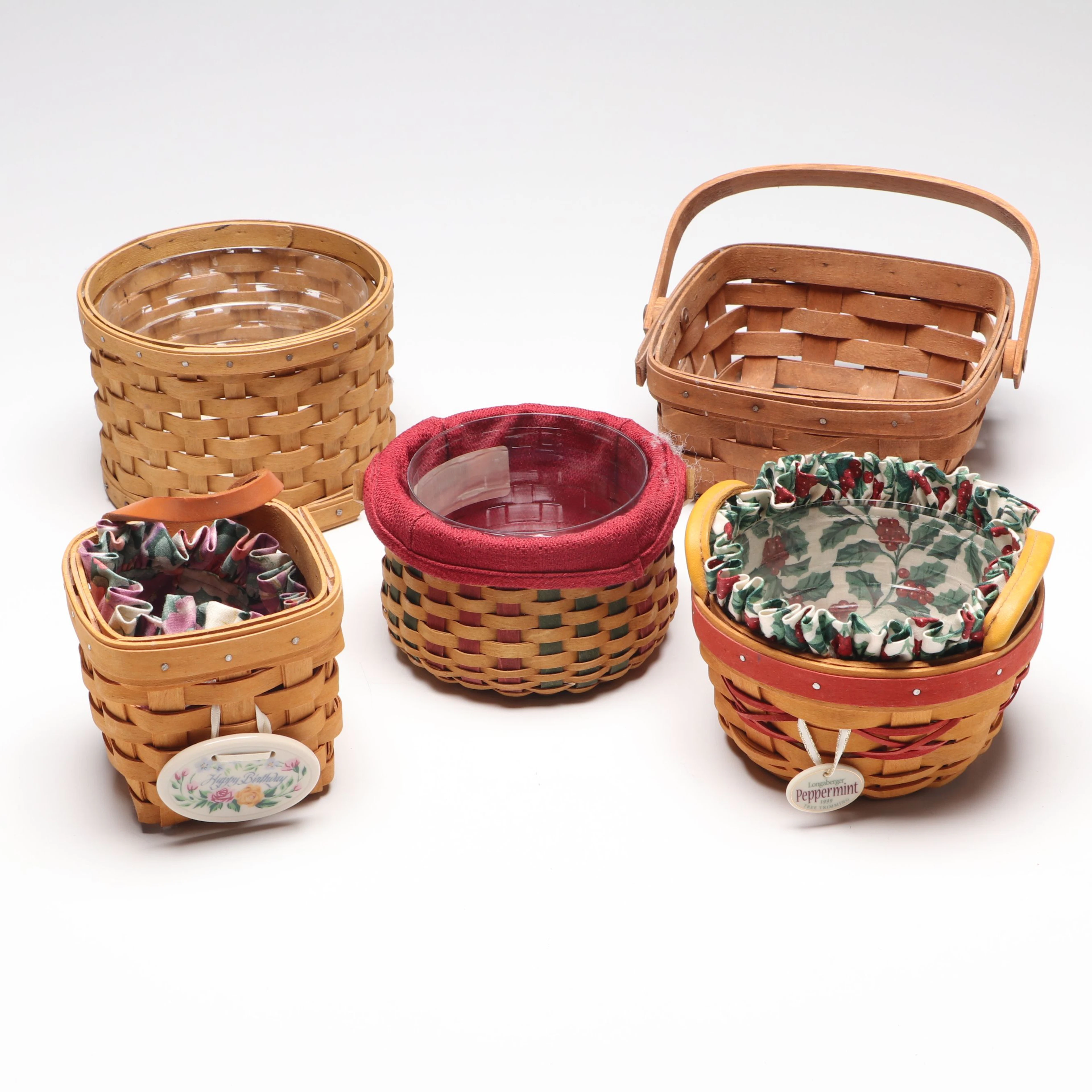 Longaberger "Peppermint," "Happy Birthday," and More Woven Baskets
