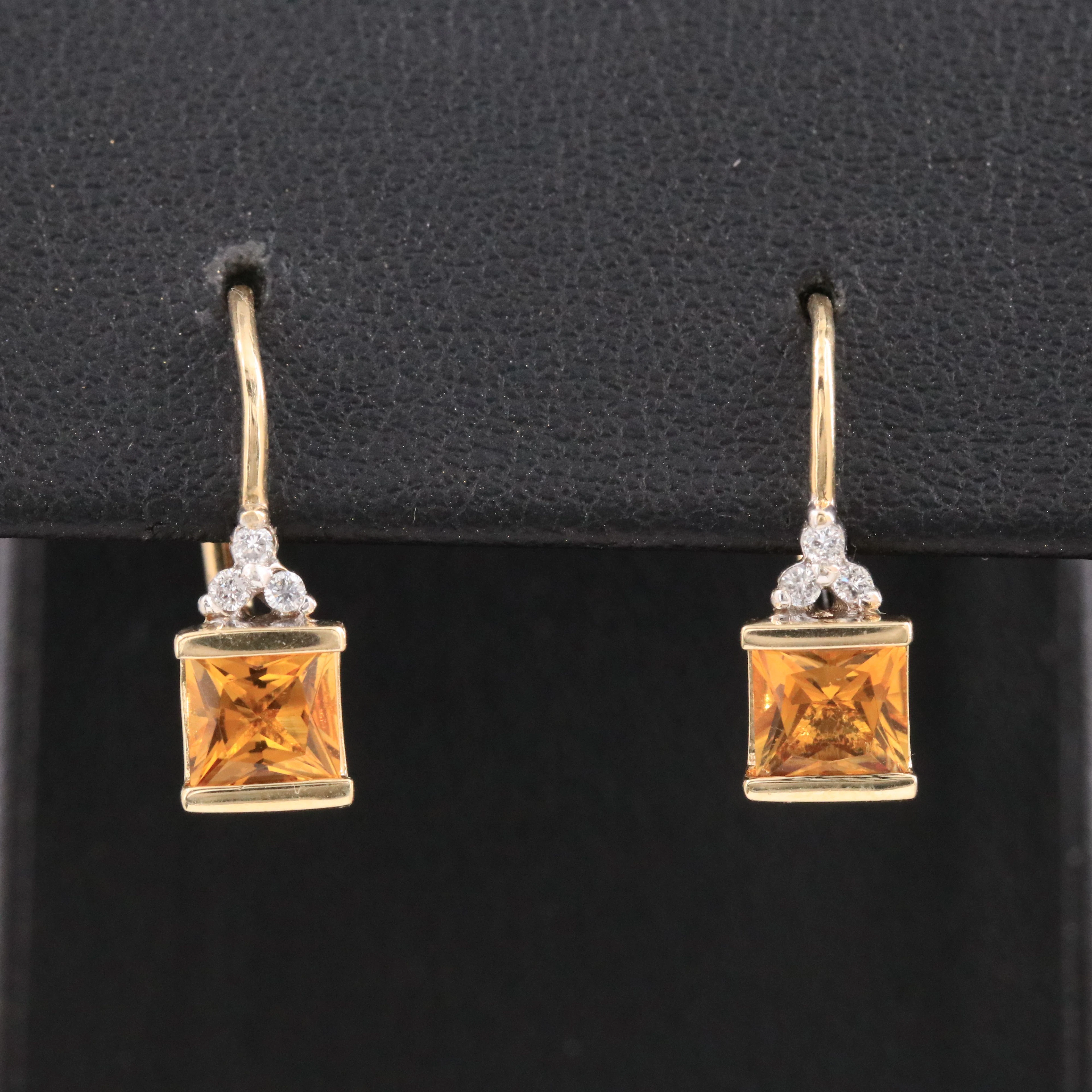 10K Citrine and Diamond Earrings