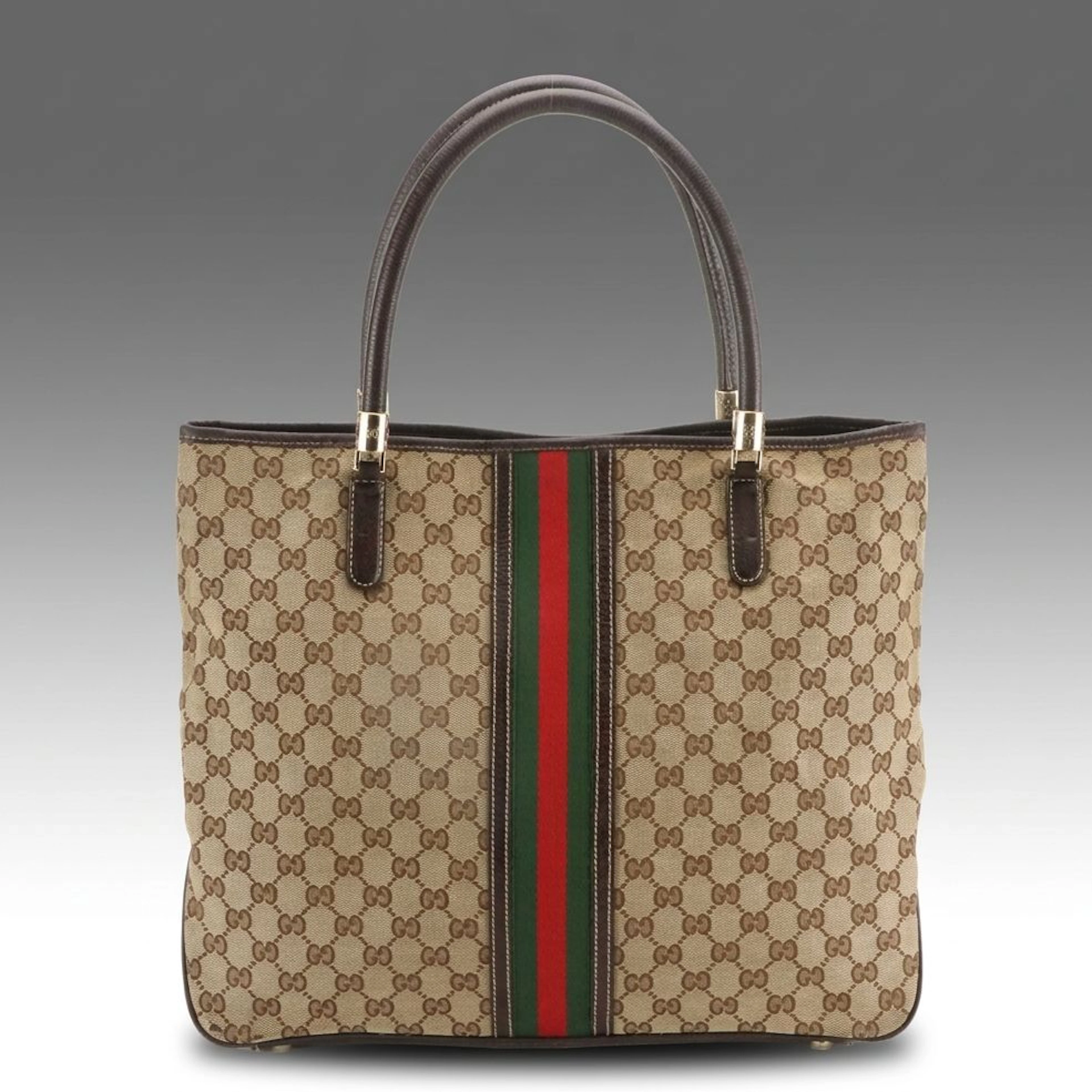 Gucci GG Jacquard Canvas, Web Stripe, and Cinghiale Leather Tote Bag