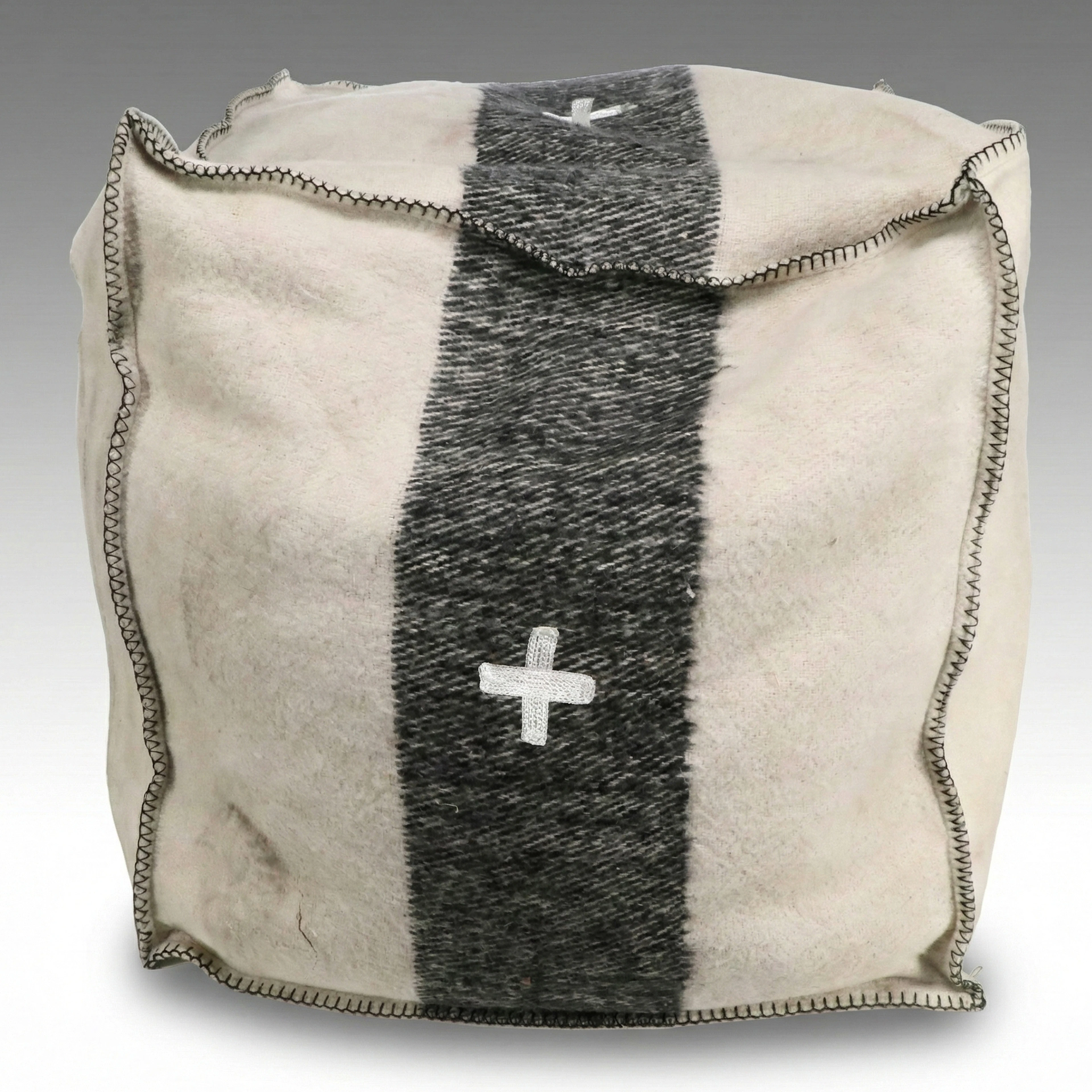 Swiss Army Style Wool Blanket Pouf