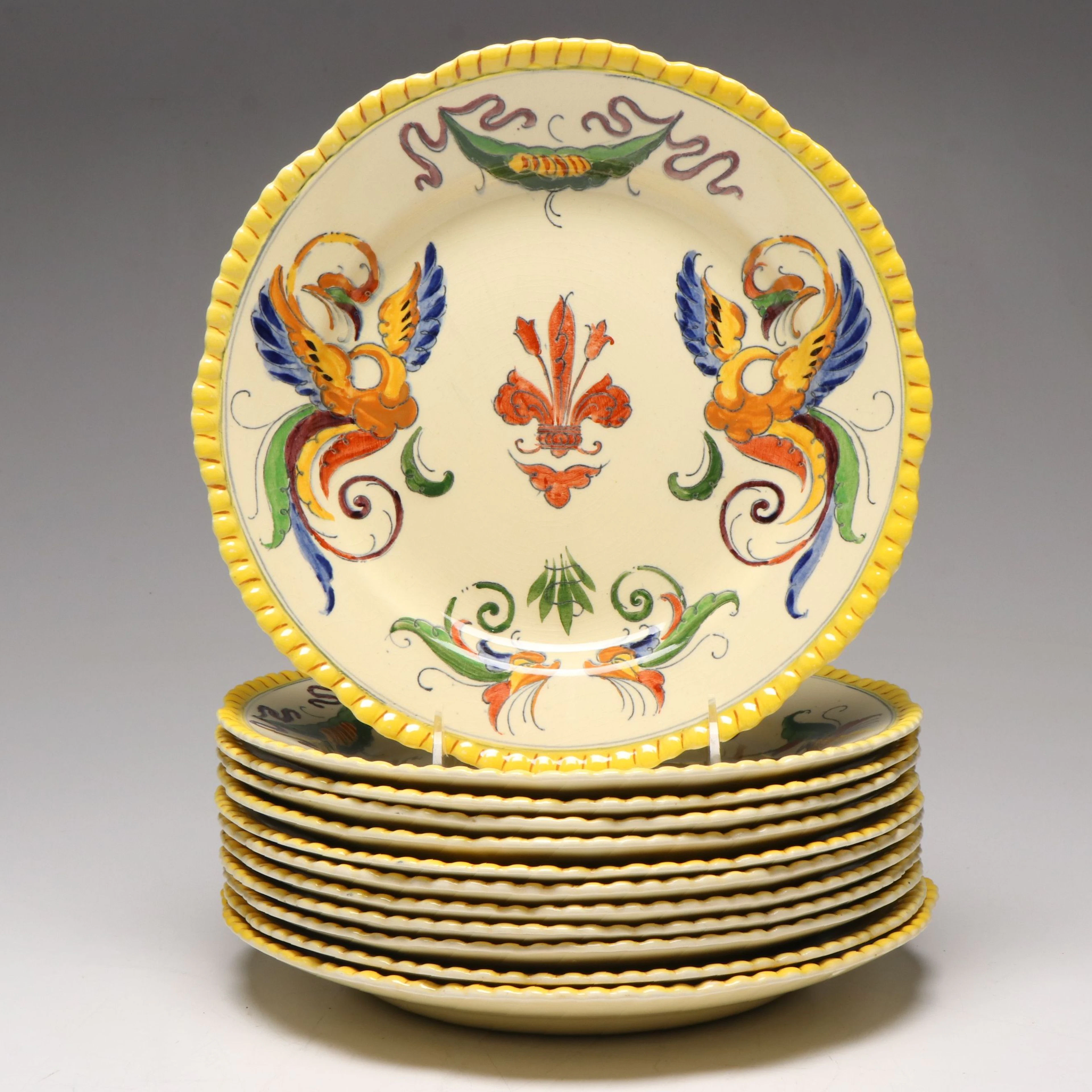 Adams China Titian Ware Scalloped Edge Dinner Plates