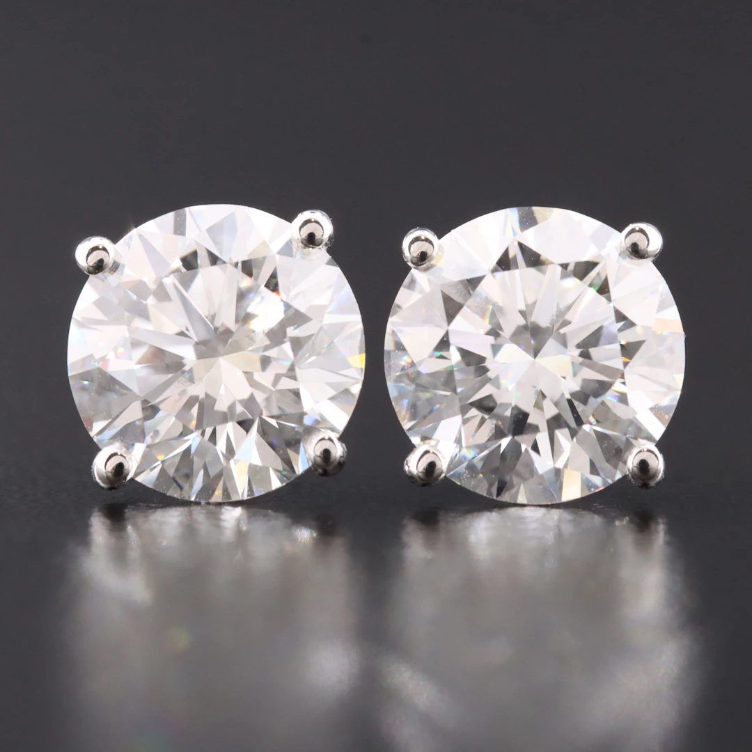 14K 6.16 CTW Lab Grown Diamond Solitaire Earrings with IGI Reports