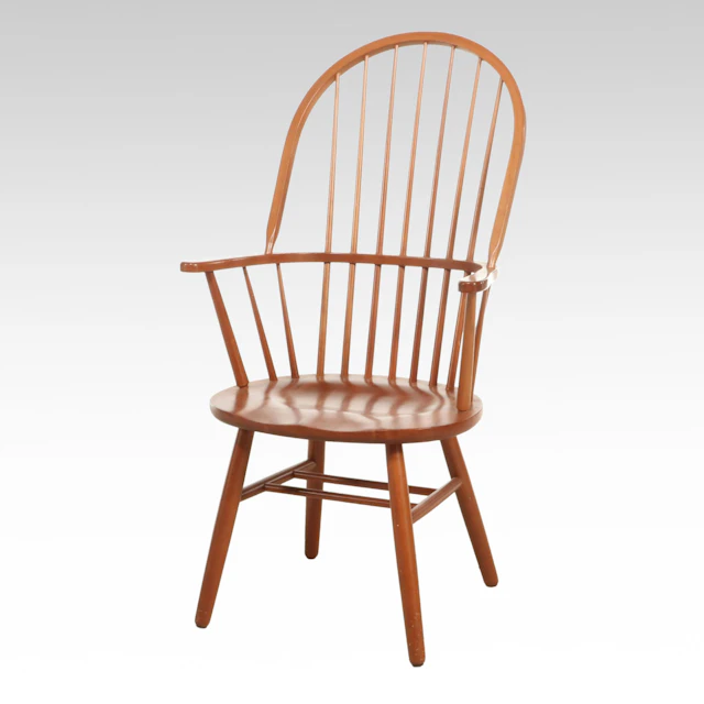 Windsor Wooden Bow-Back Armchair, Late 20th Century
