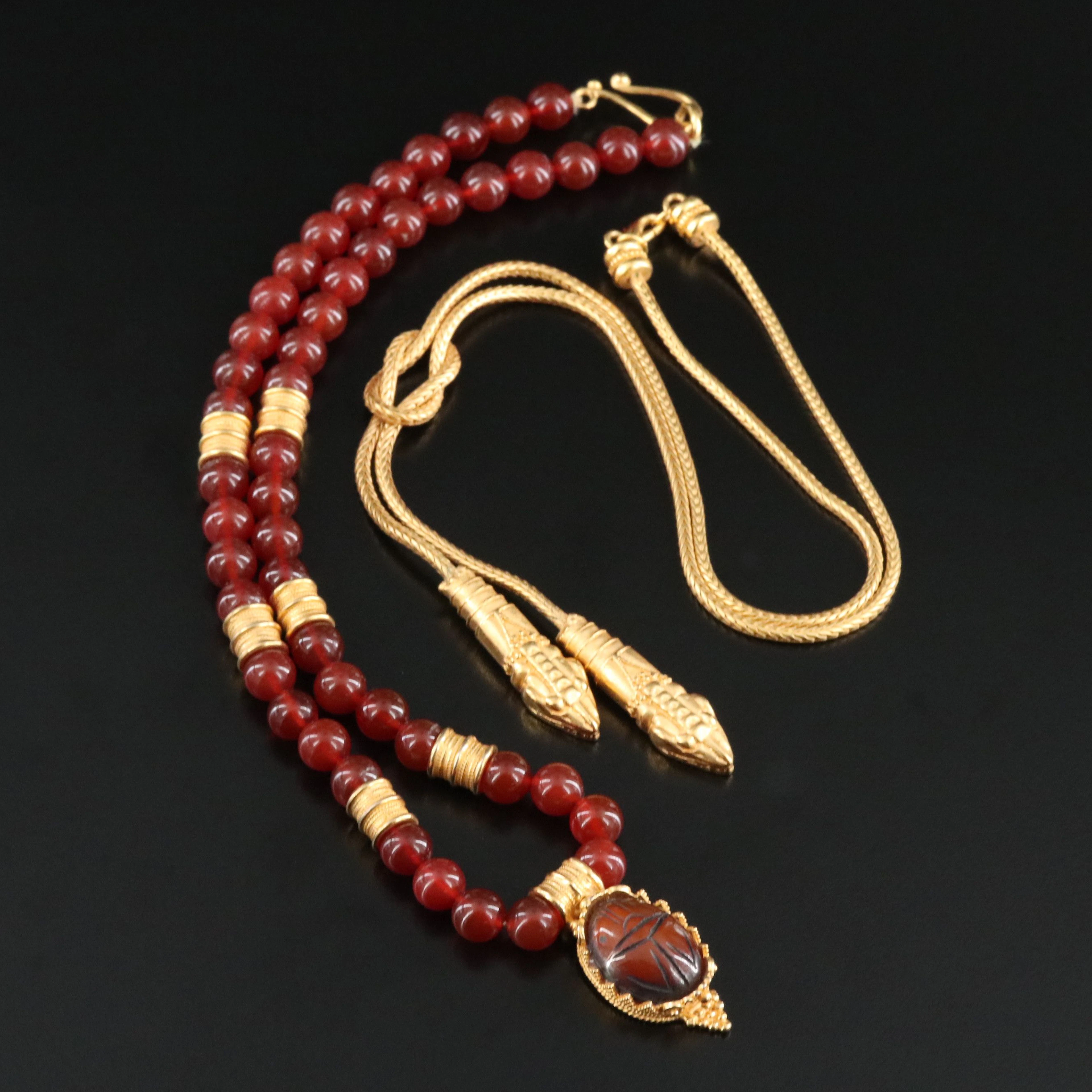 Metropolitan Museum of Art Scarab and Snake Lariat Necklaces