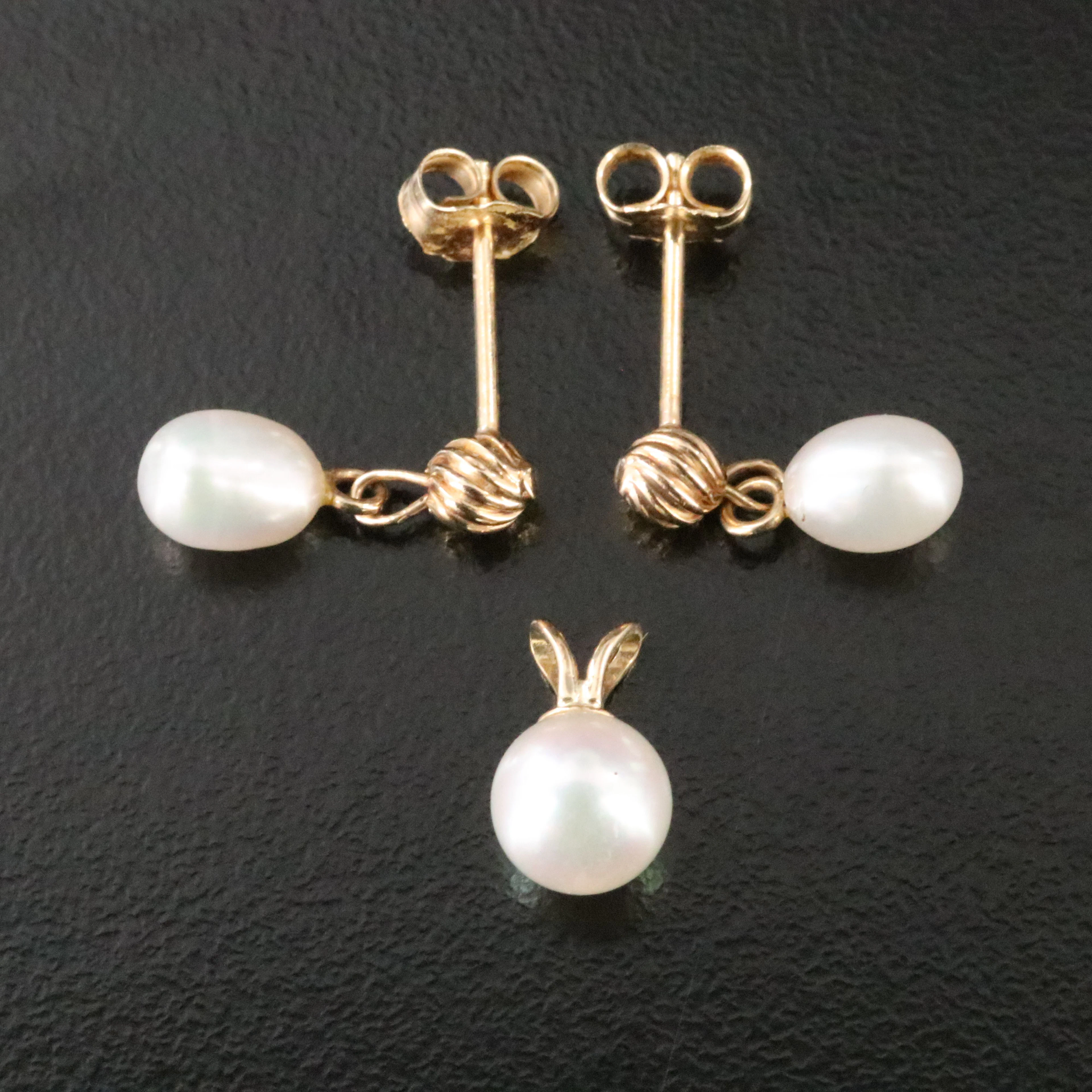 14K Pearl Pendant and Earrings