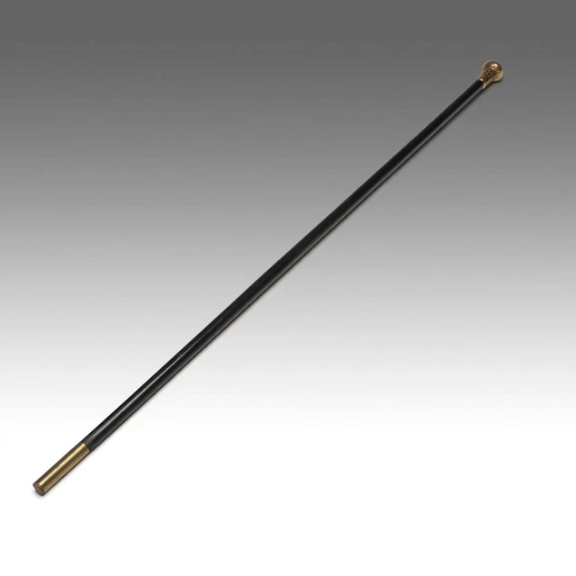 Victorian Gilt Embossed Handled Walking Stick, Late 19th Century