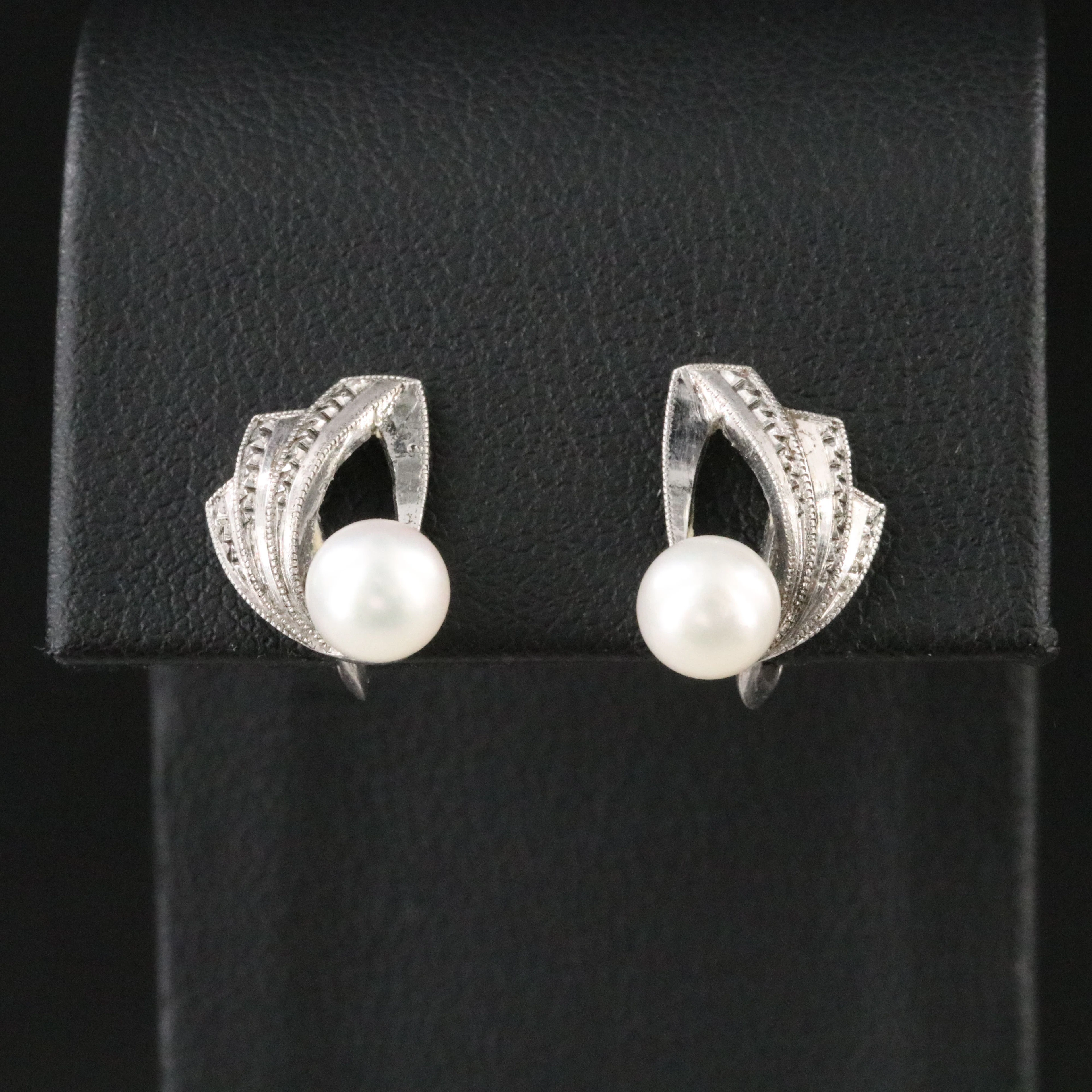 Mikimoto Sterling Pearl Screw Back Earrings