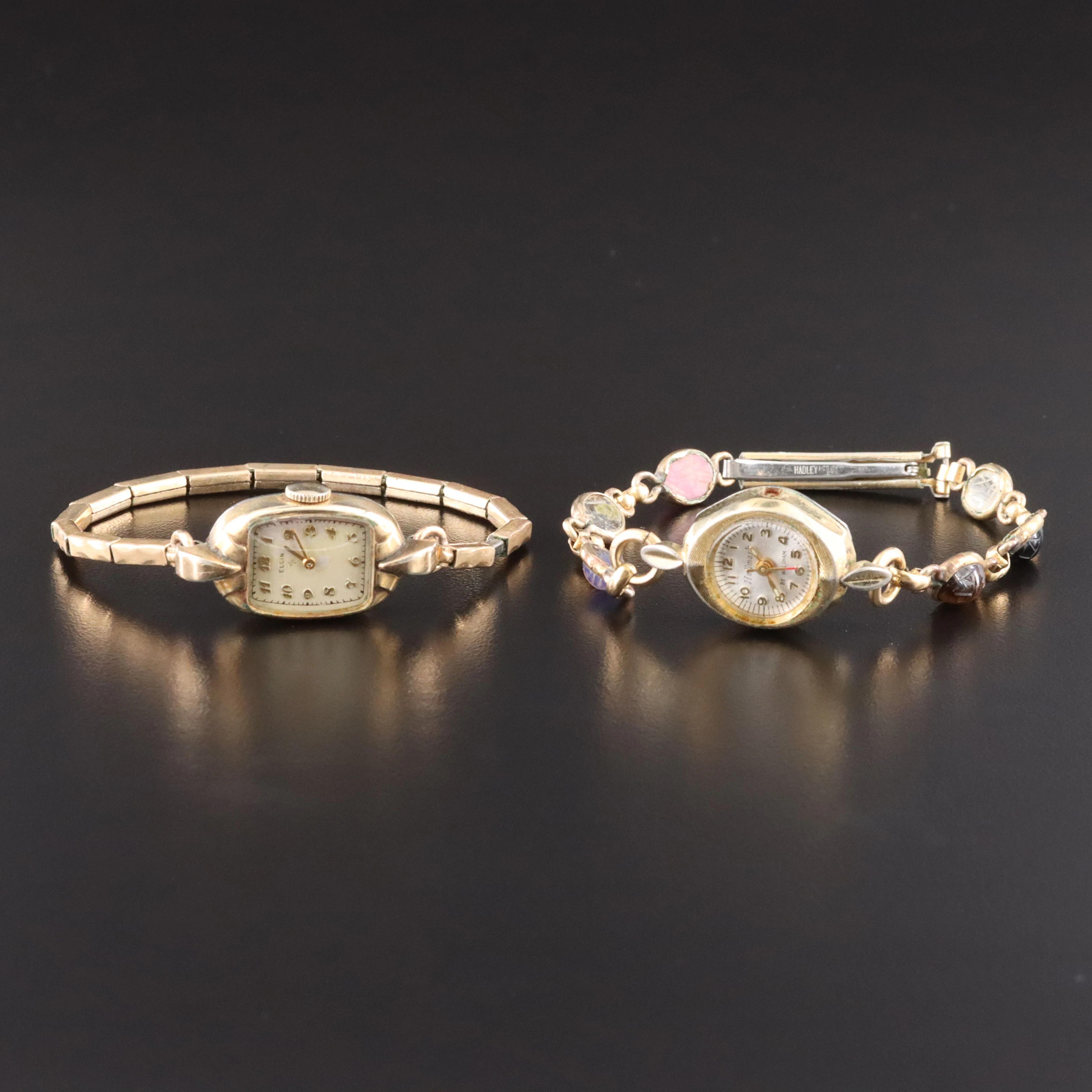 Elgin and Hallmark by Waltham Gold Tone Stem Wind Cocktail Watches
