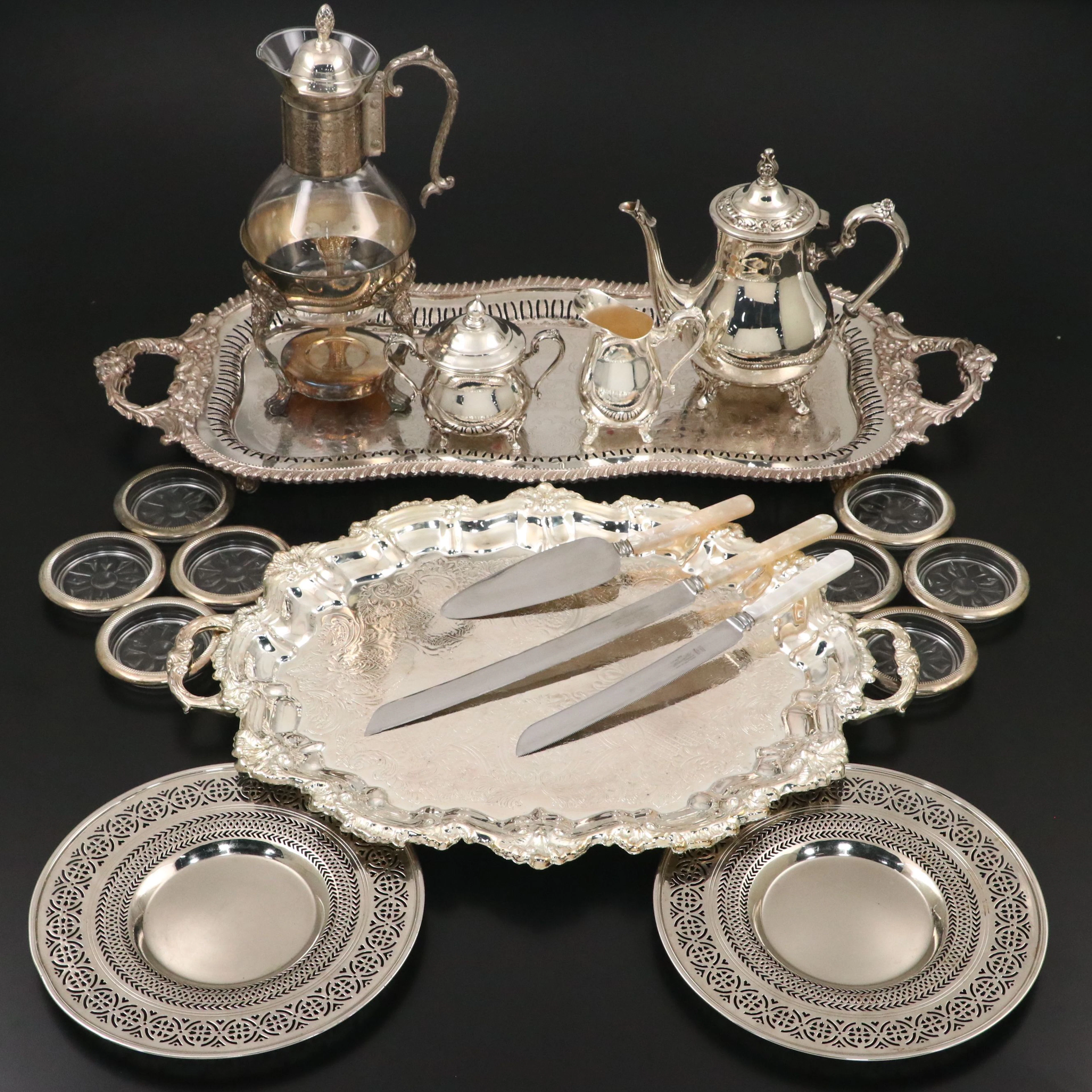 Wm Rogers Silver Plated Tea Service and More Serveware, Vintage